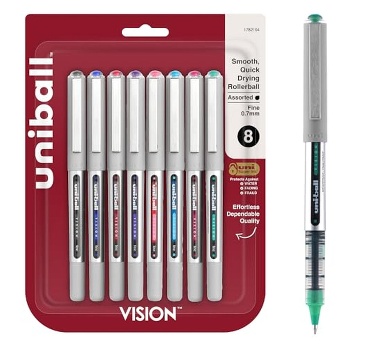 8 Pack Uni-Ball Vision Fine Point Rollerball Pens