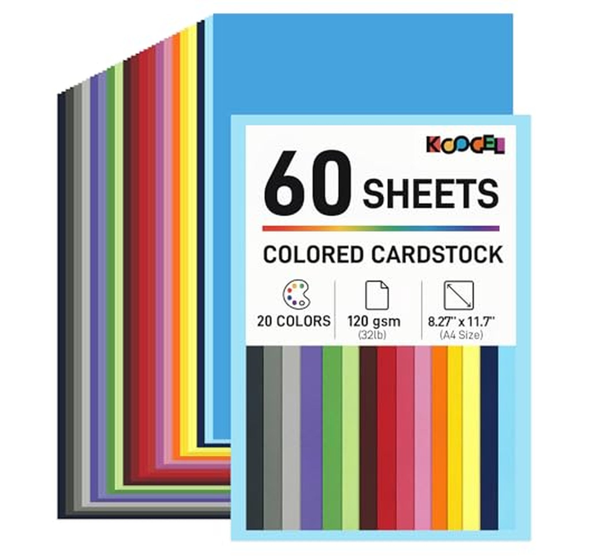 60 Sheet A4 Lightweight Colored Craft Paper