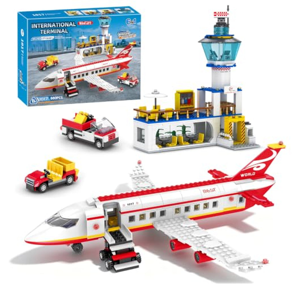 880 Piece City Airport Airplane Building Blocks Set