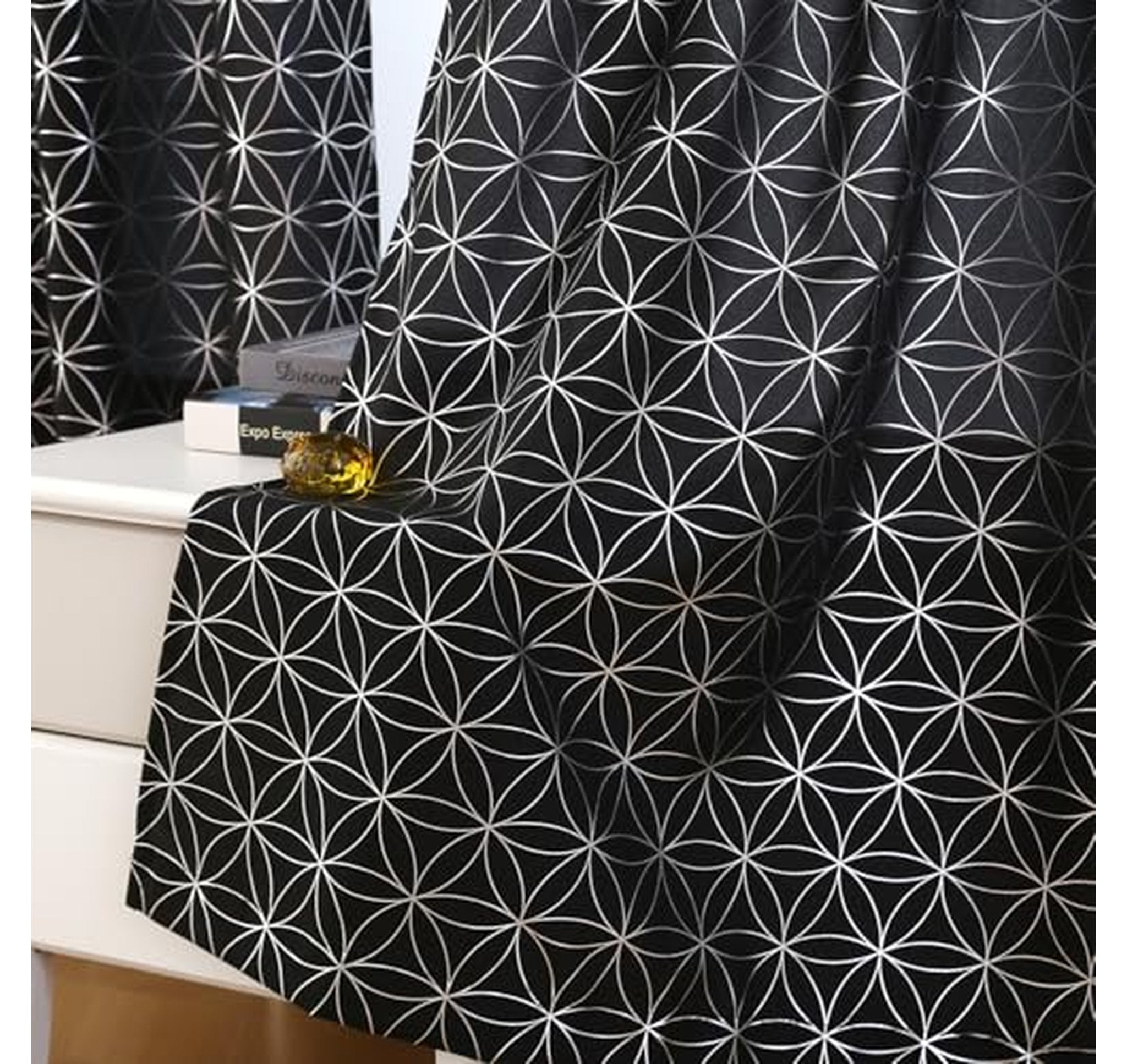 2 Pack Metallic Moroccan Tile Blackout Curtains