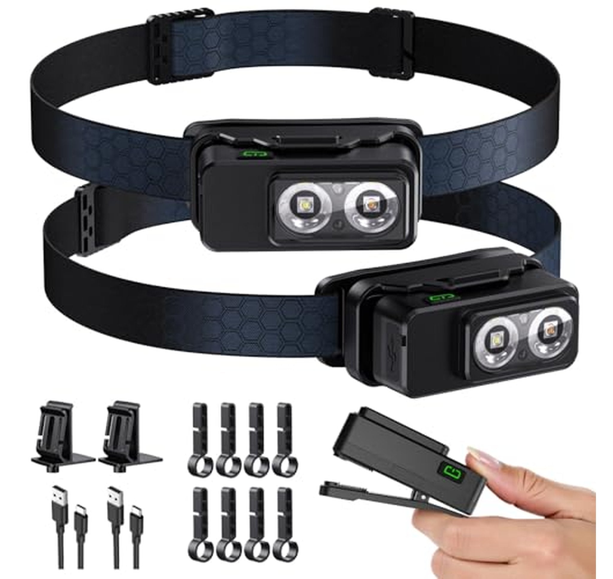 2 Pack Rechargeable Motion Sensor LED Headlamps