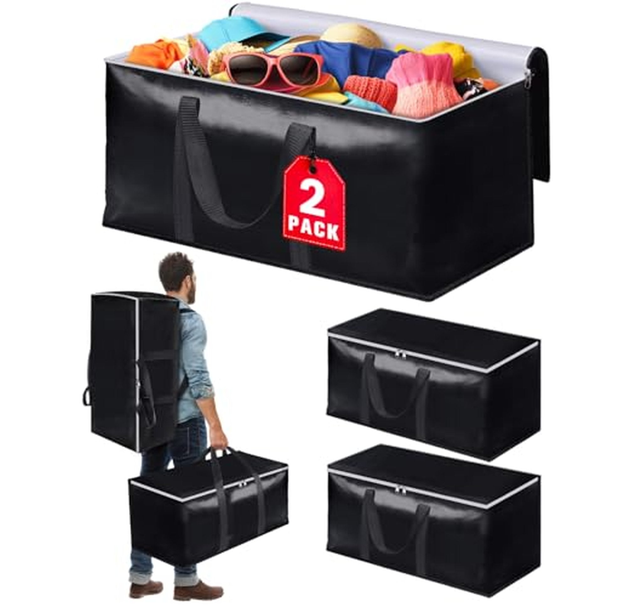 2 Pack Heavy Duty Moving Storage Bags with Straps