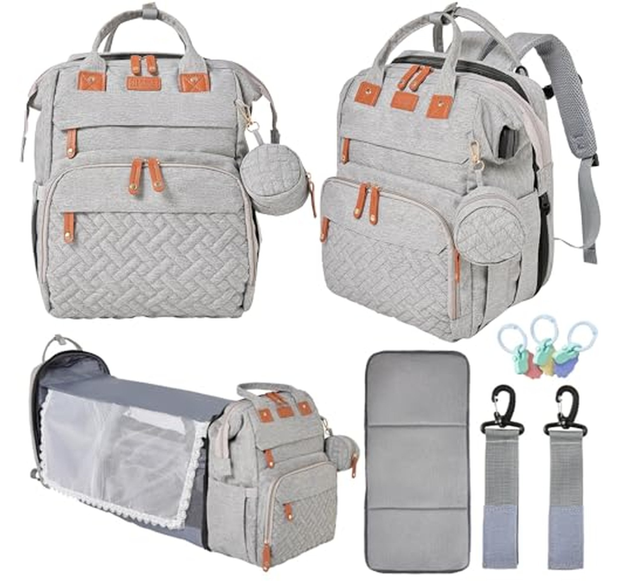 Diaper Bag Backpack with Changing Station and USB Port