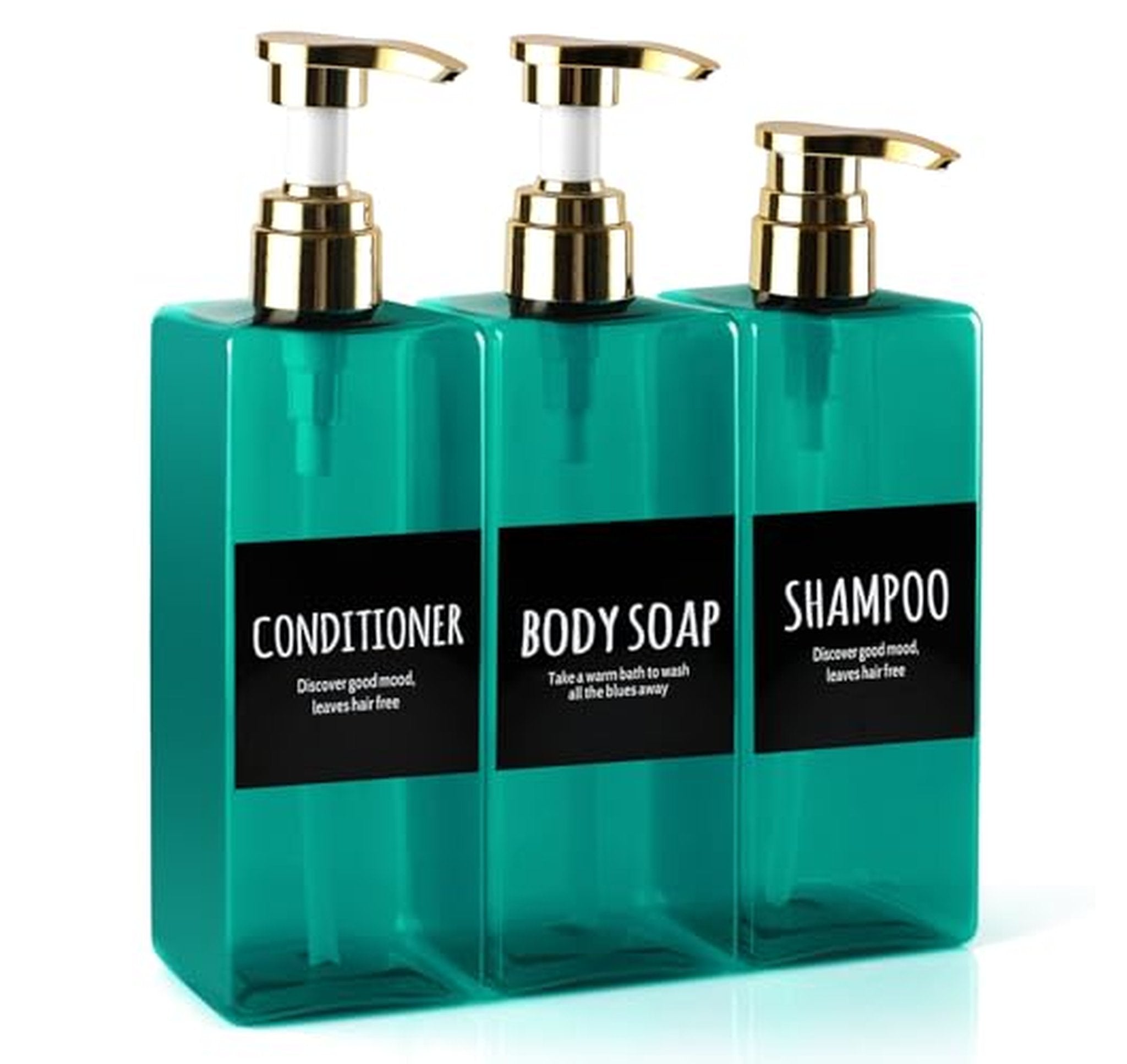 3 Pack Refillable Plastic Soap Dispenser Bottles 16.9oz