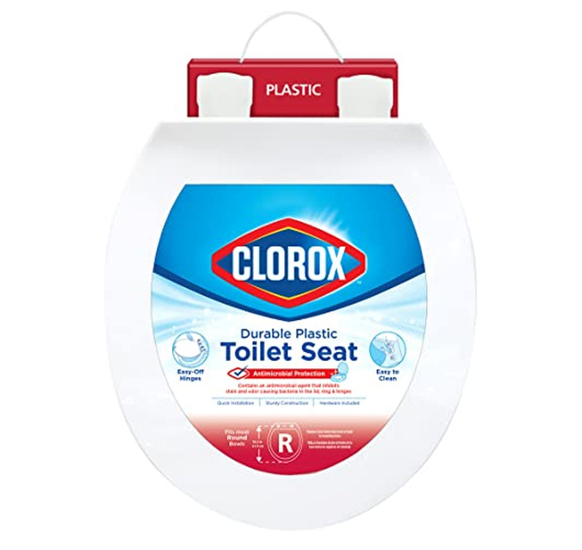 Clorox Round Beveled Plastic Toilet Seat with Hinges