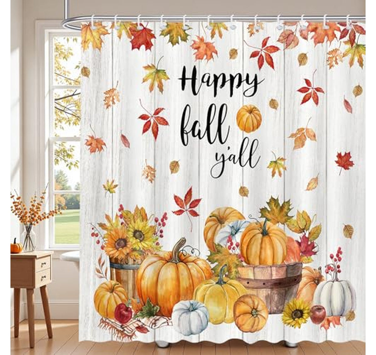 Fall Pumpkin Thanksgiving Bathroom Shower Curtain