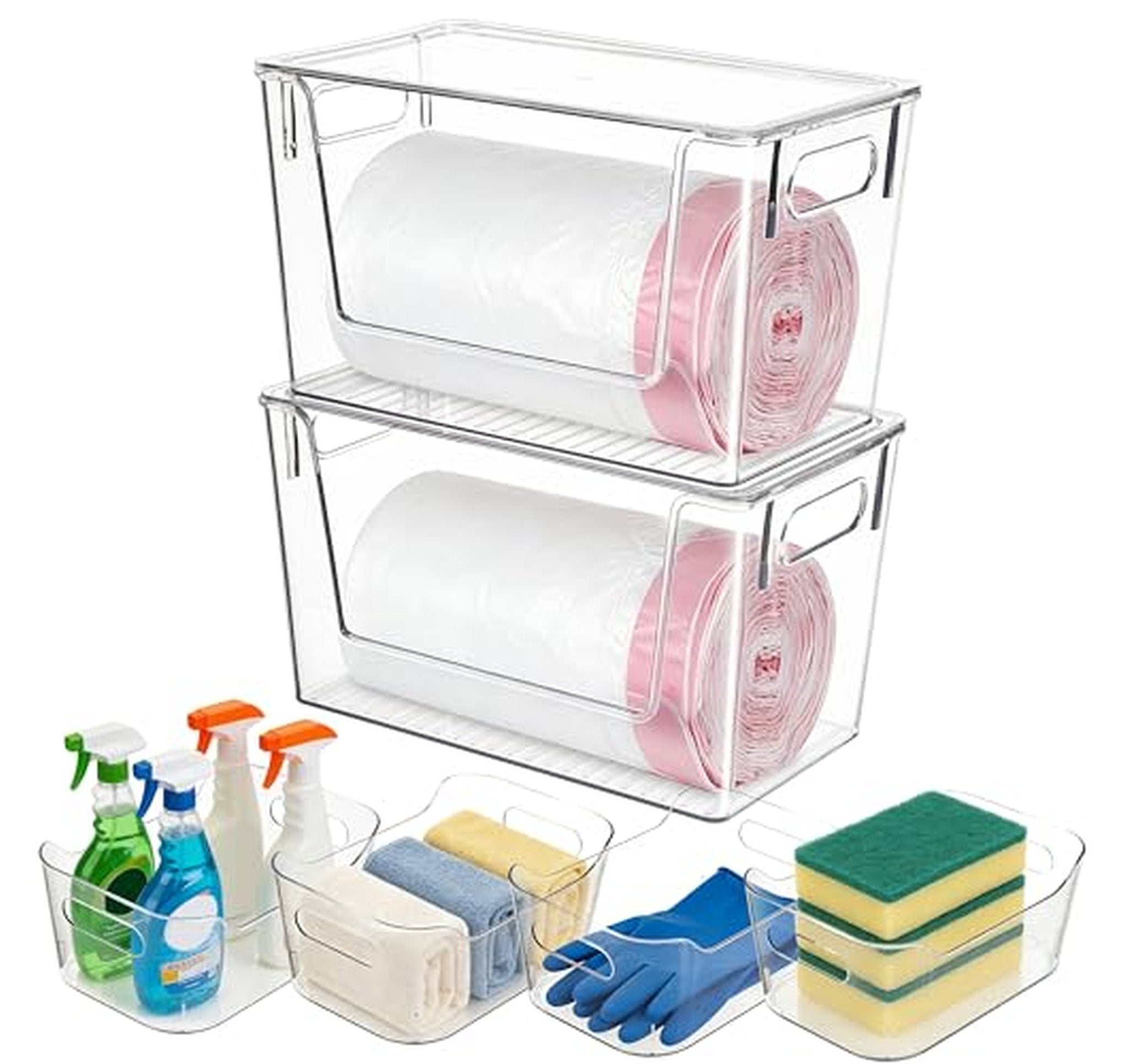 6 Pack Stackable Plastic Pantry Storage Bins