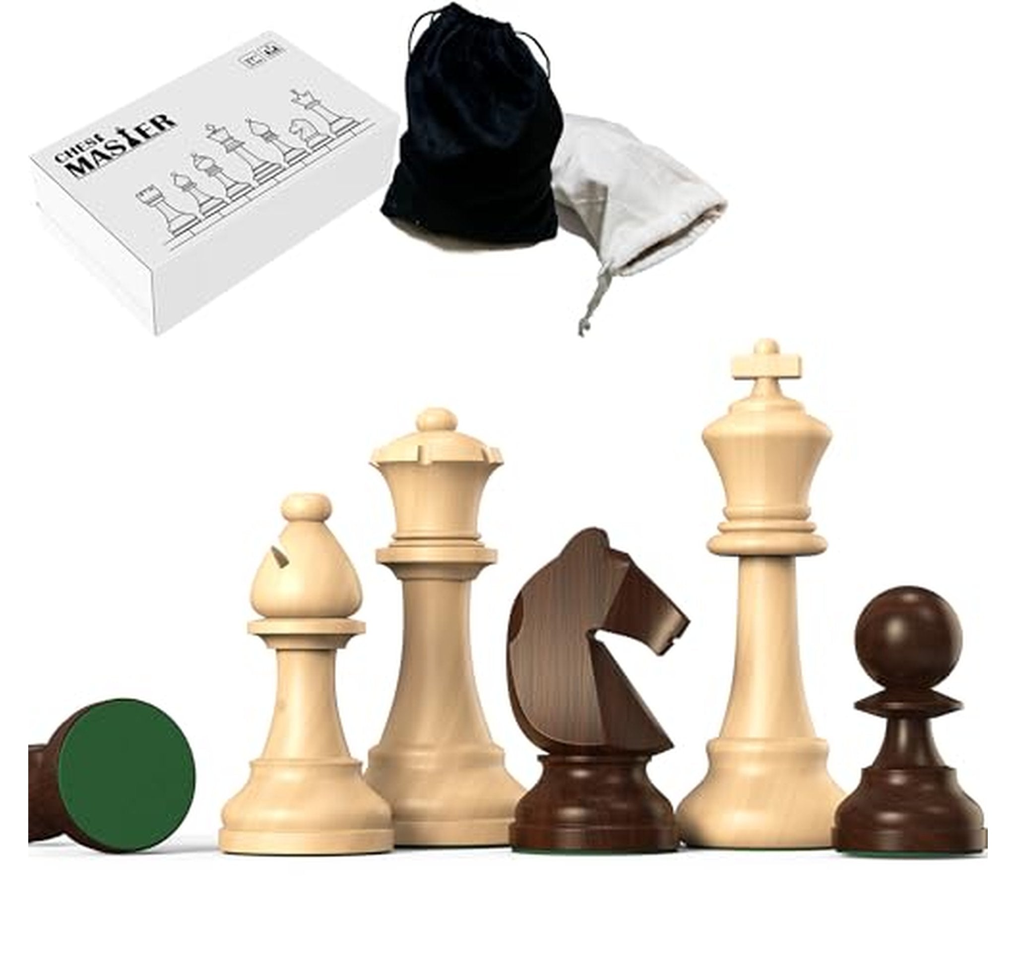Wooden Staunton Chess Pieces Set with Extra Queens