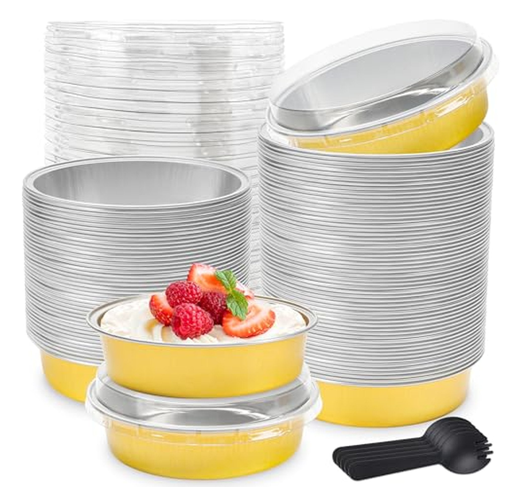 50 Pack 8oz Round Aluminum Mini Cake Pans