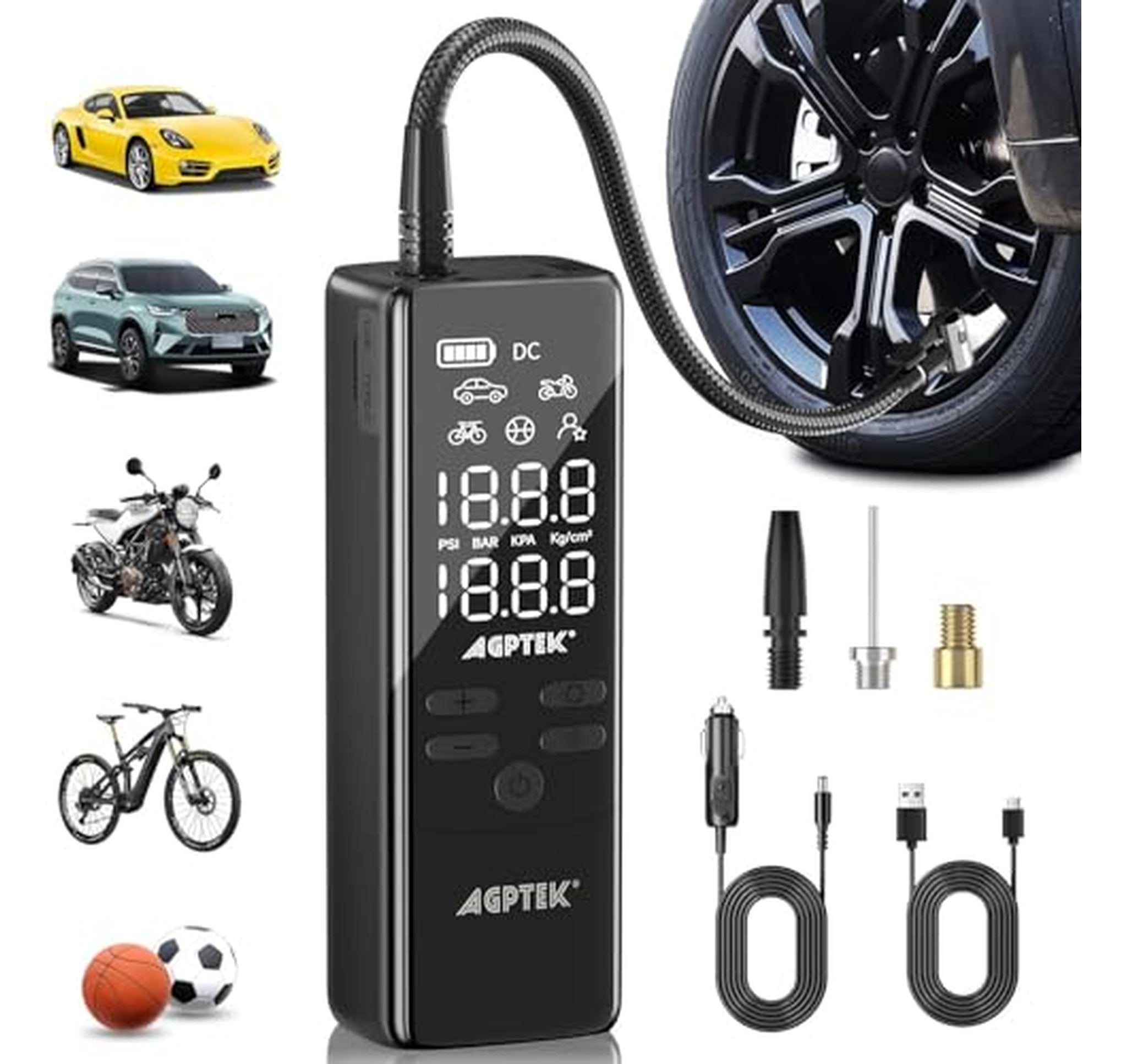 Cordless Tire Inflator Portable Air Compressor 5000mAh