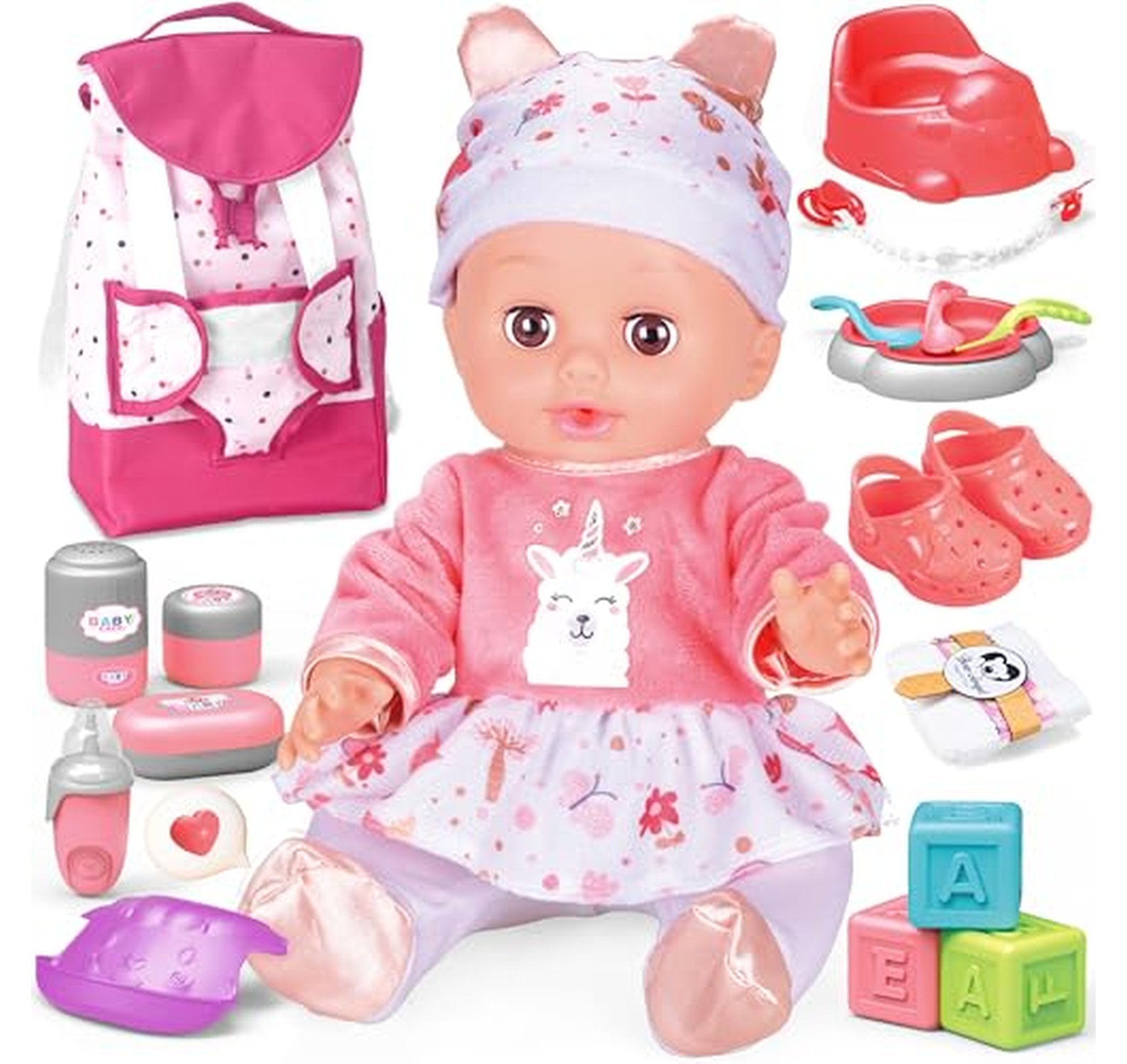 14-Inch Realistic Baby Doll with Backpack Carrier