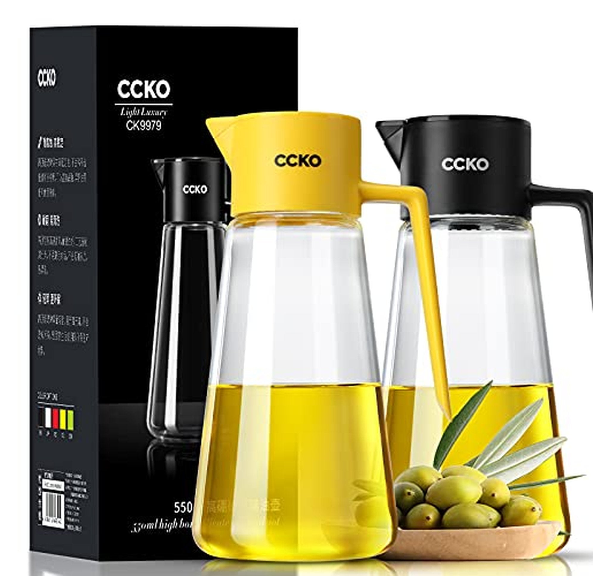 19oz Auto Flip Glass Olive Oil Dispenser Bottle