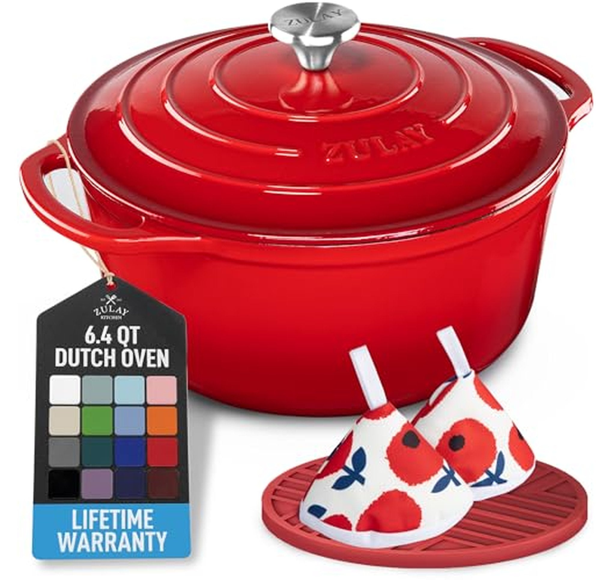 Zulay Kitchen 6.4 Quart Enameled Cast Iron Dutch Oven