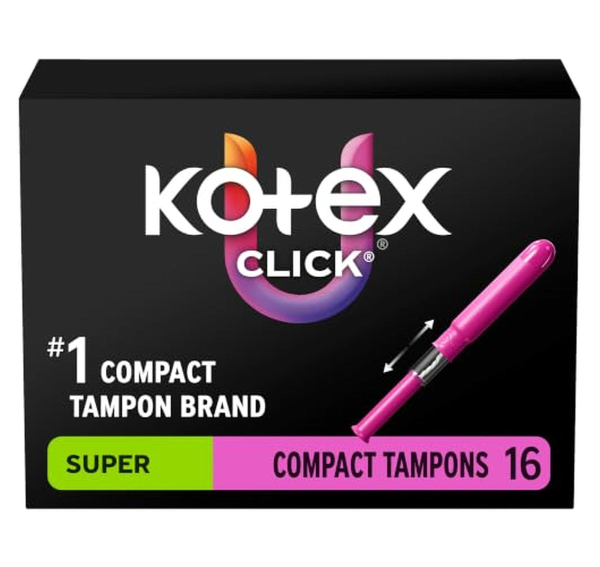 128 Count Kotex Click Compact Super Tampons