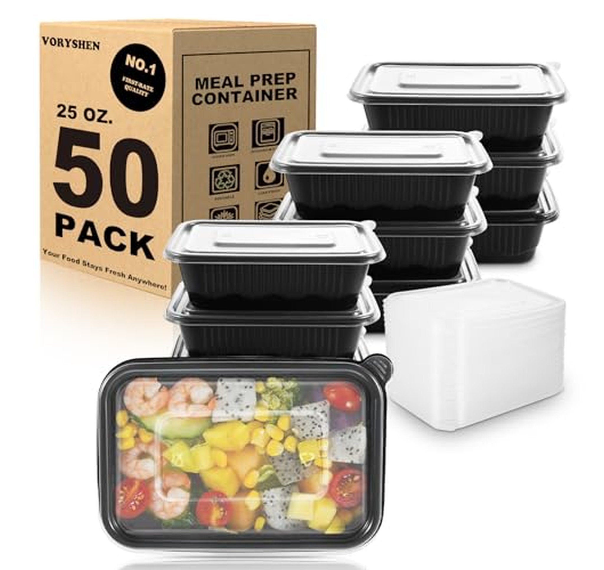 50 Pack 25oz Meal Prep Containers with Lids