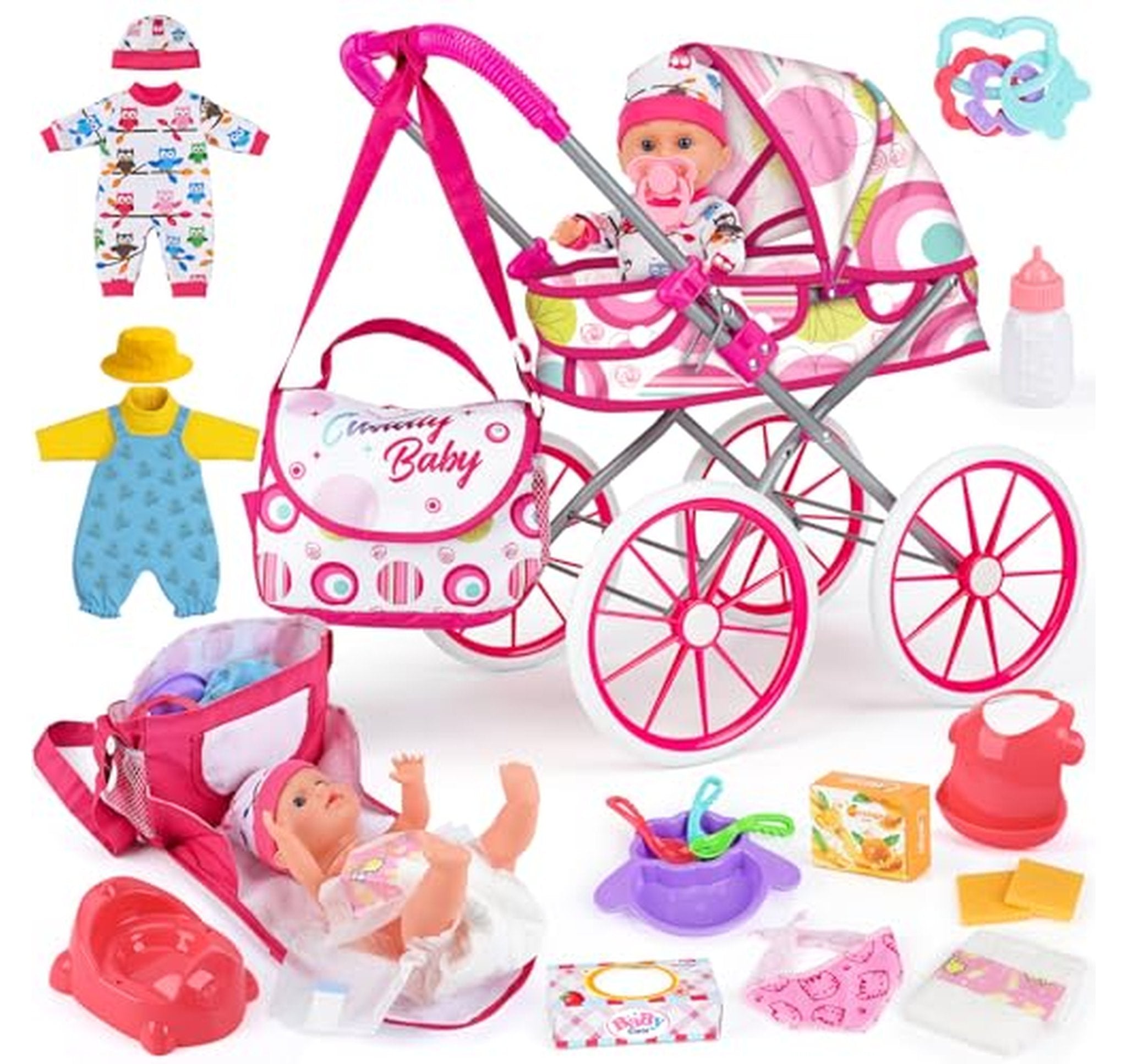 Baby Doll Stroller Playset with Doll and Accessories