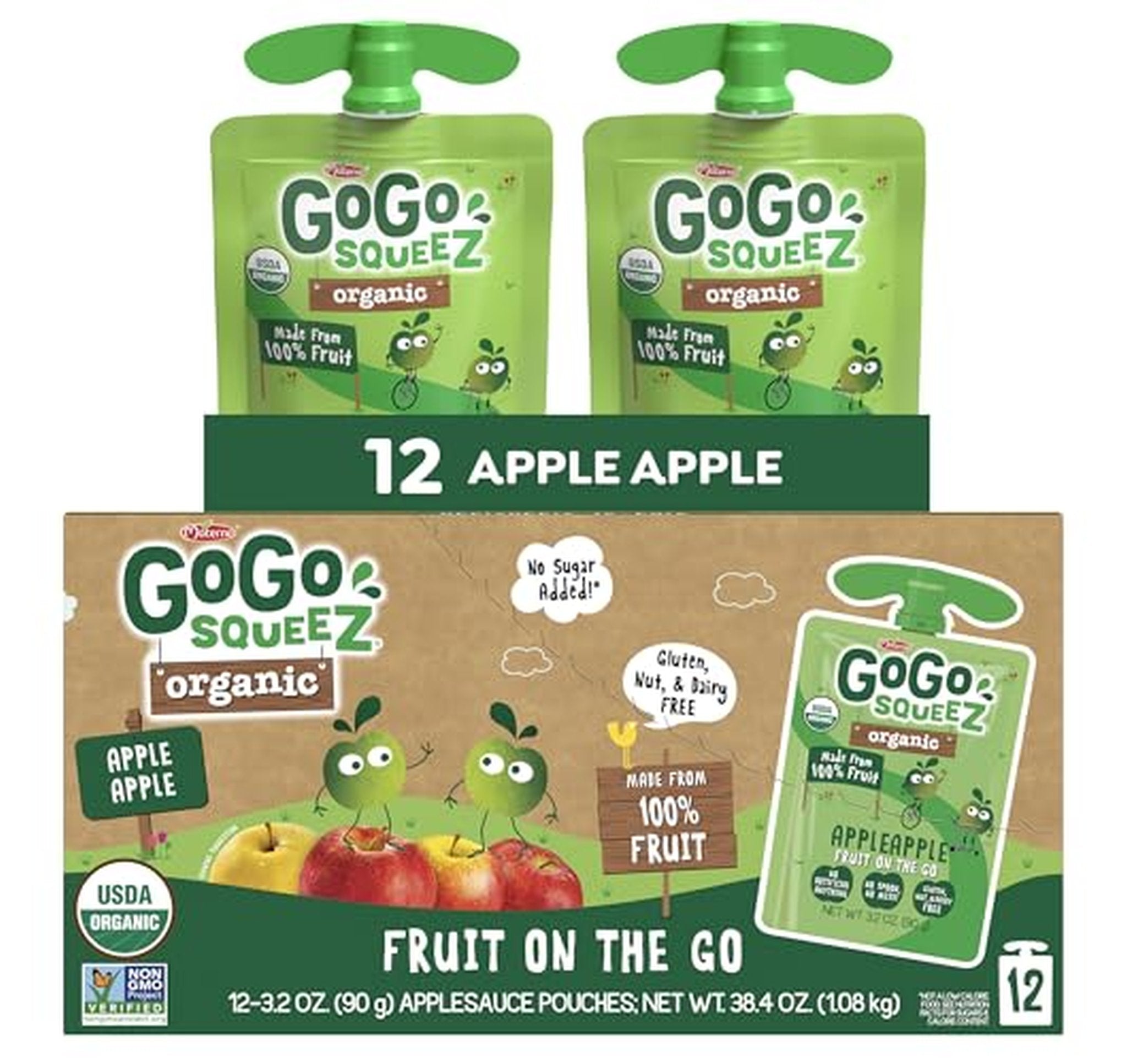 12 Pack GoGo squeeZ Organic Apple Applesauce Pouches