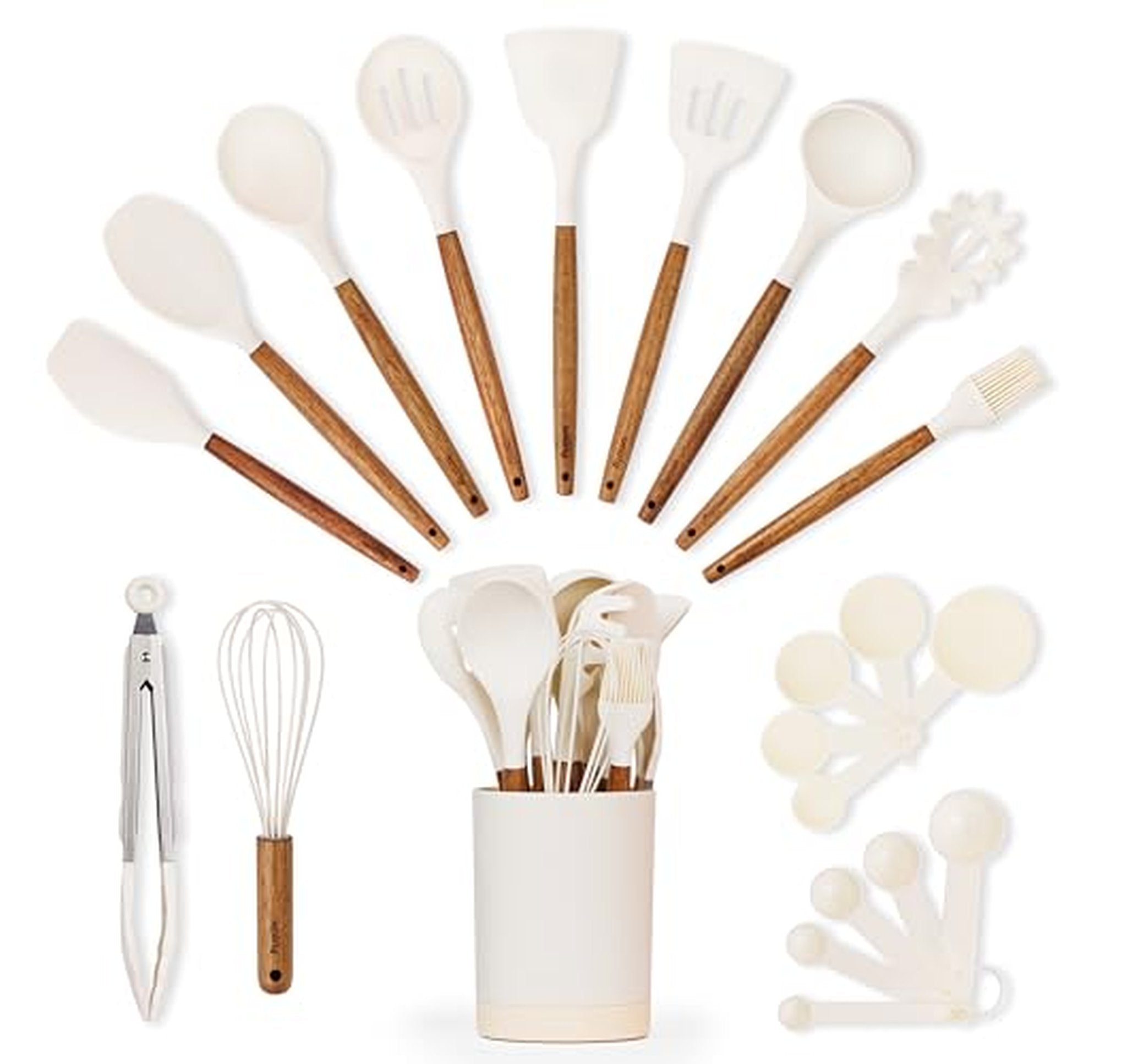 Silicone Kitchen Utensil Set with Holder for Nonstick