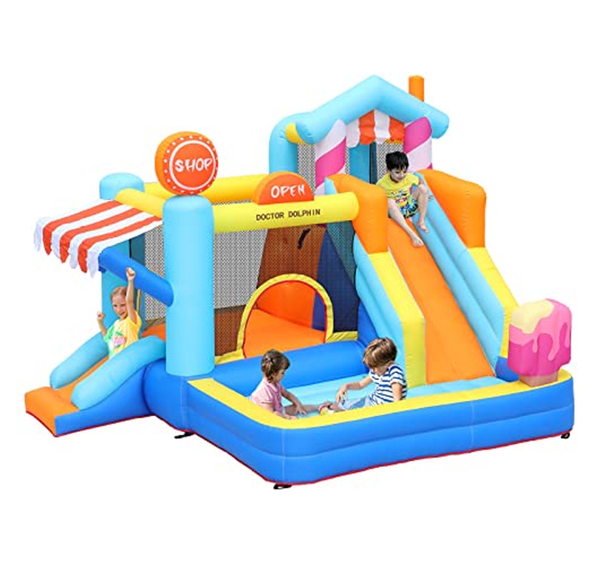 Inflatable Bounce House with Double Slide and Blower