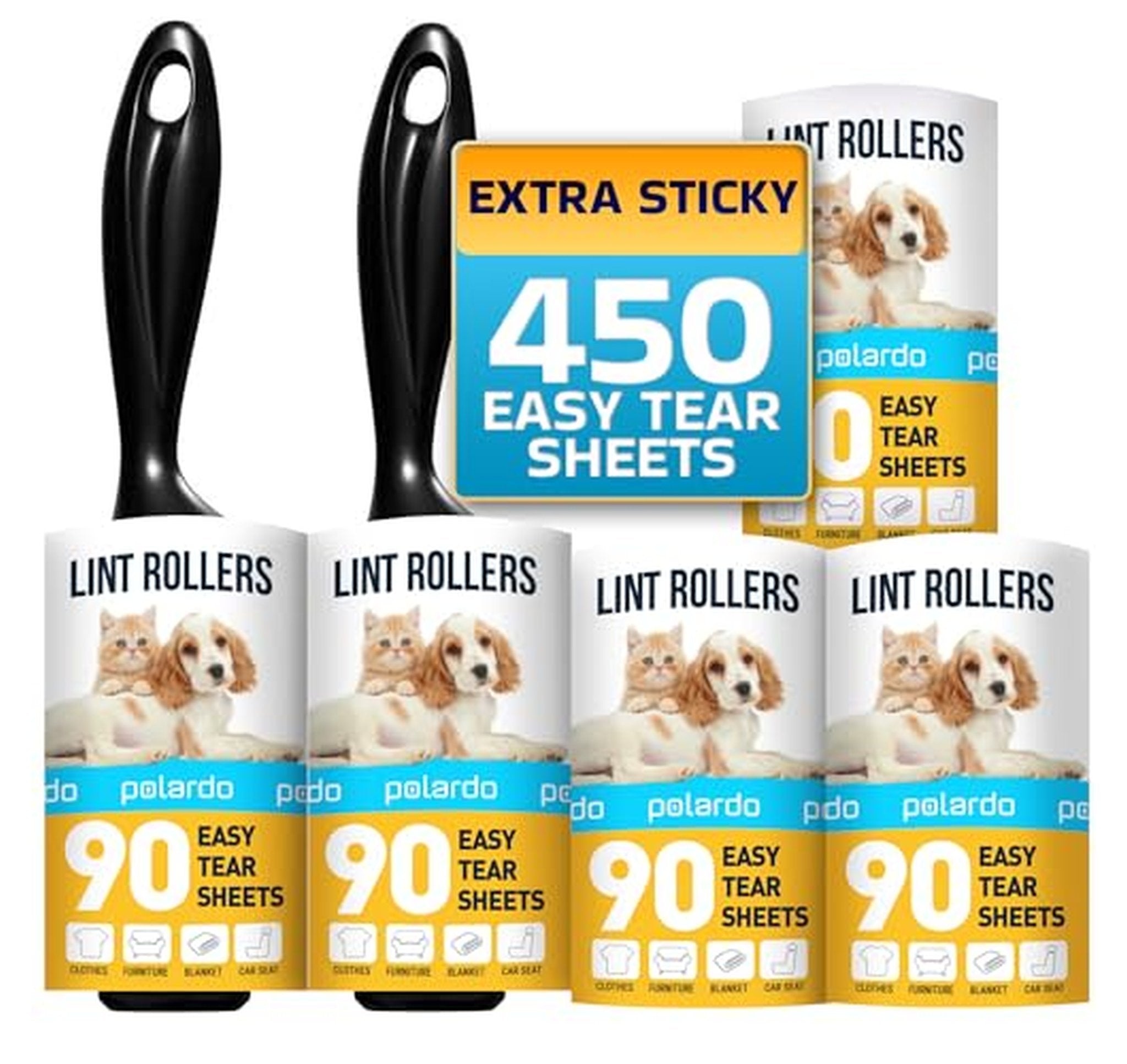 5 Pack Extra Sticky Pet Hair Lint Rollers
