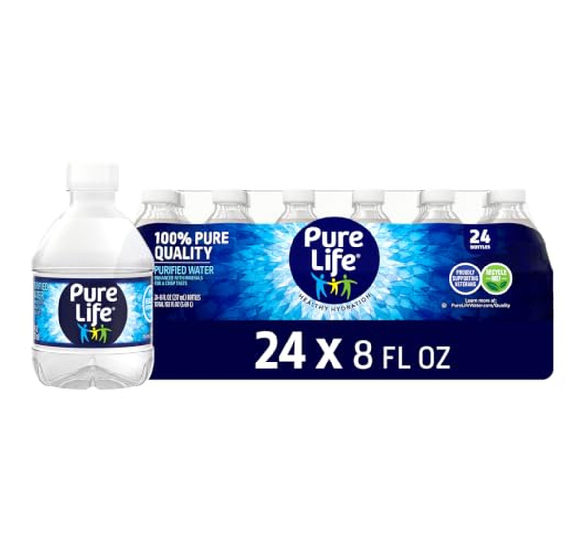24 Pack Pure Life Purified Water 8 fl oz Bottles