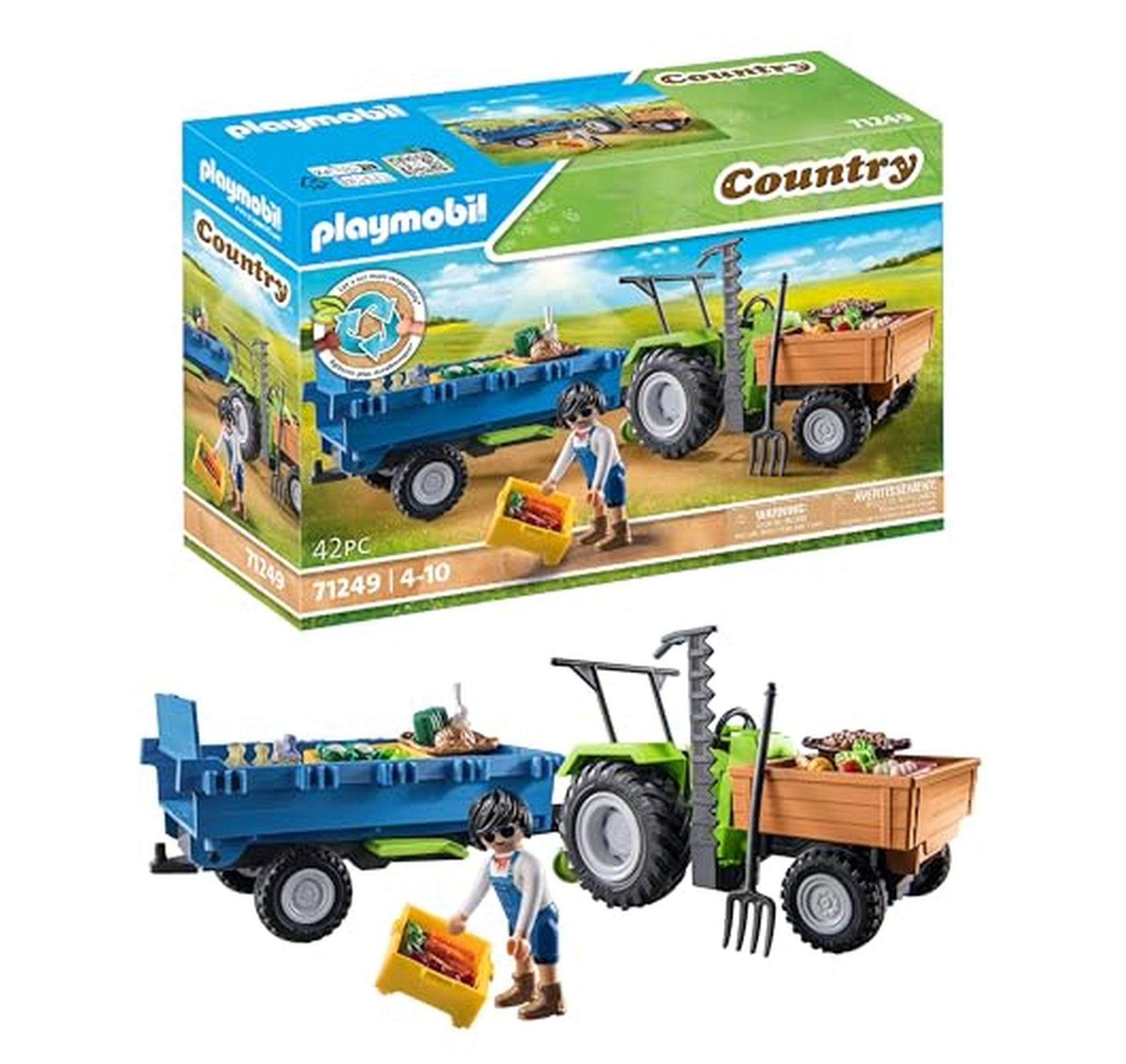 Playmobil Harvester Tractor Toy with Trailer