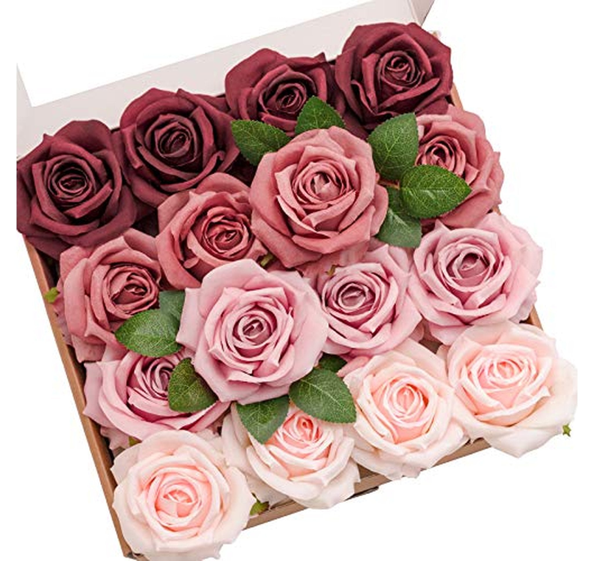 16 Pack Artificial Silk Roses with Stems