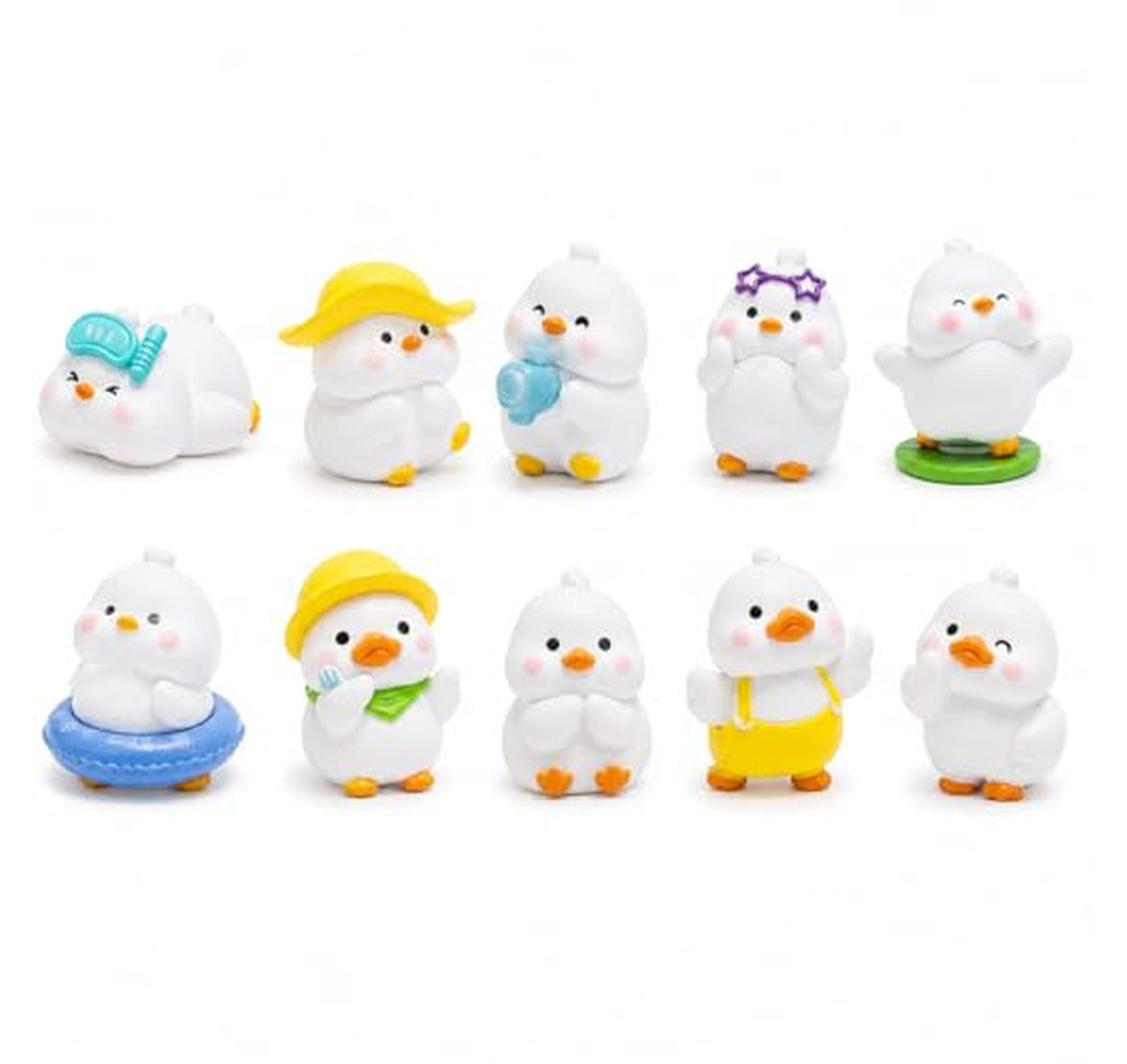 10 Pack Mini Beach Duck Resin Figurines