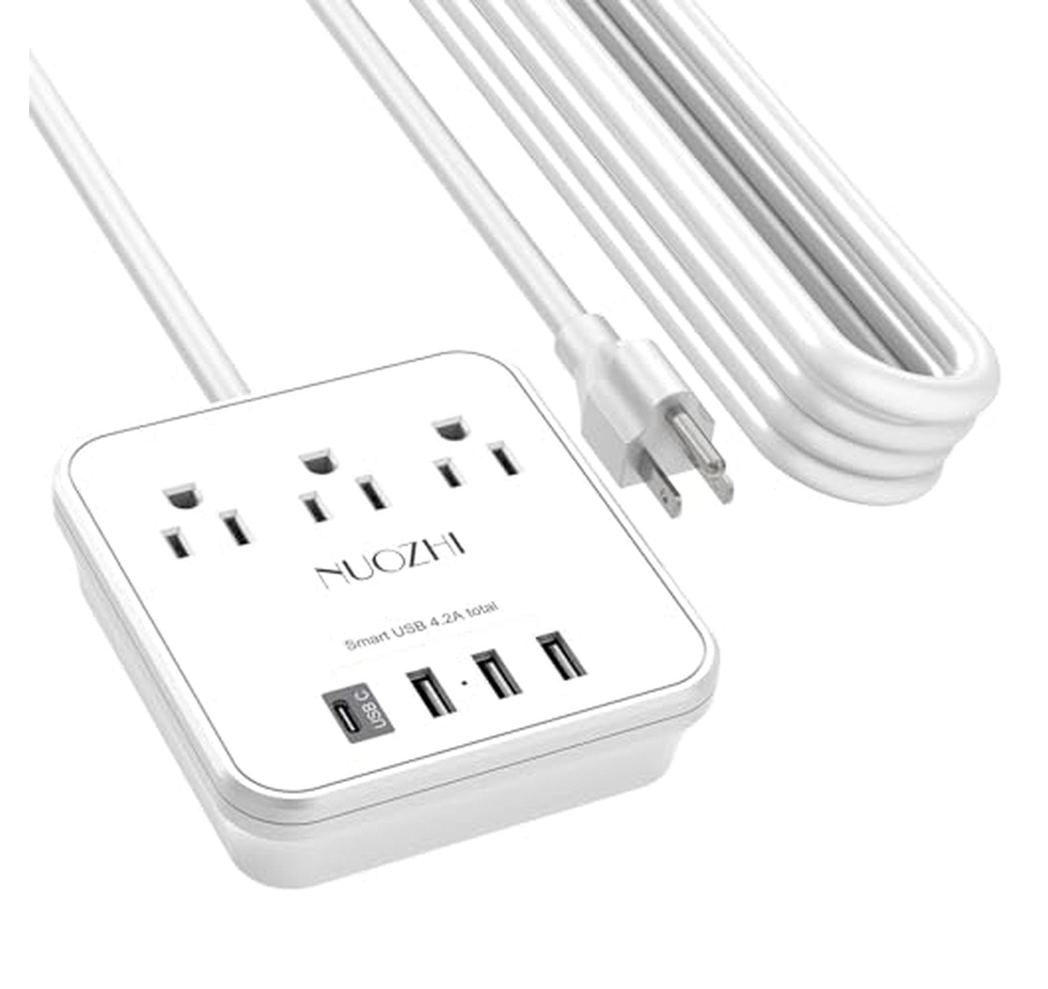 20 Ft Power Strip with 3 Outlets 4 USB