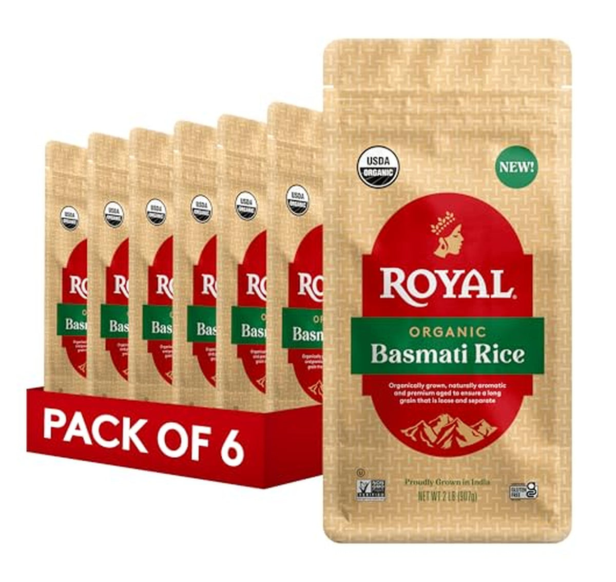 6 Pack Royal Organic Basmati Long Grain Rice