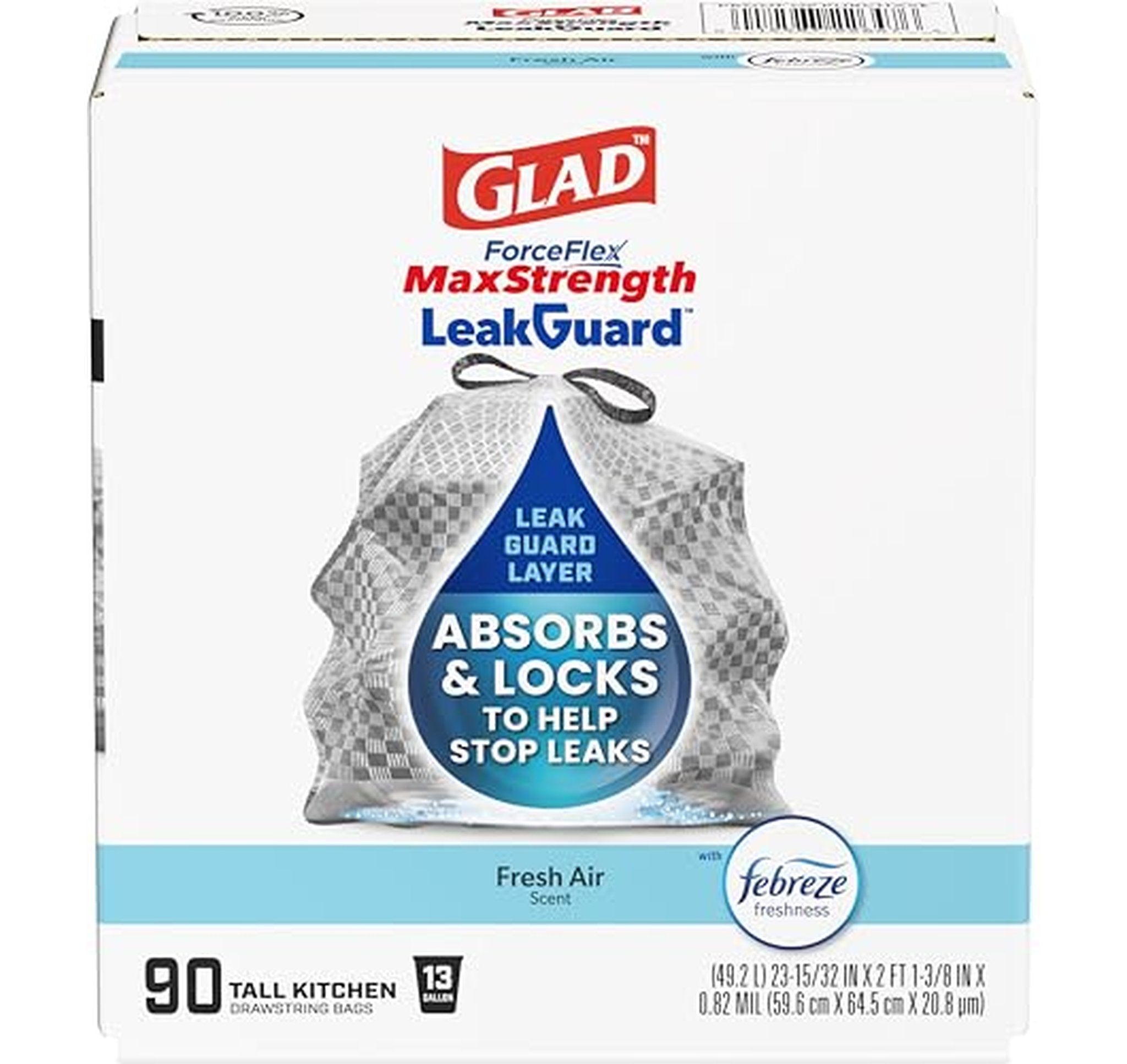Glad ForceFlex MaxStrength 13 Gallon Trash Bags 90 Count
