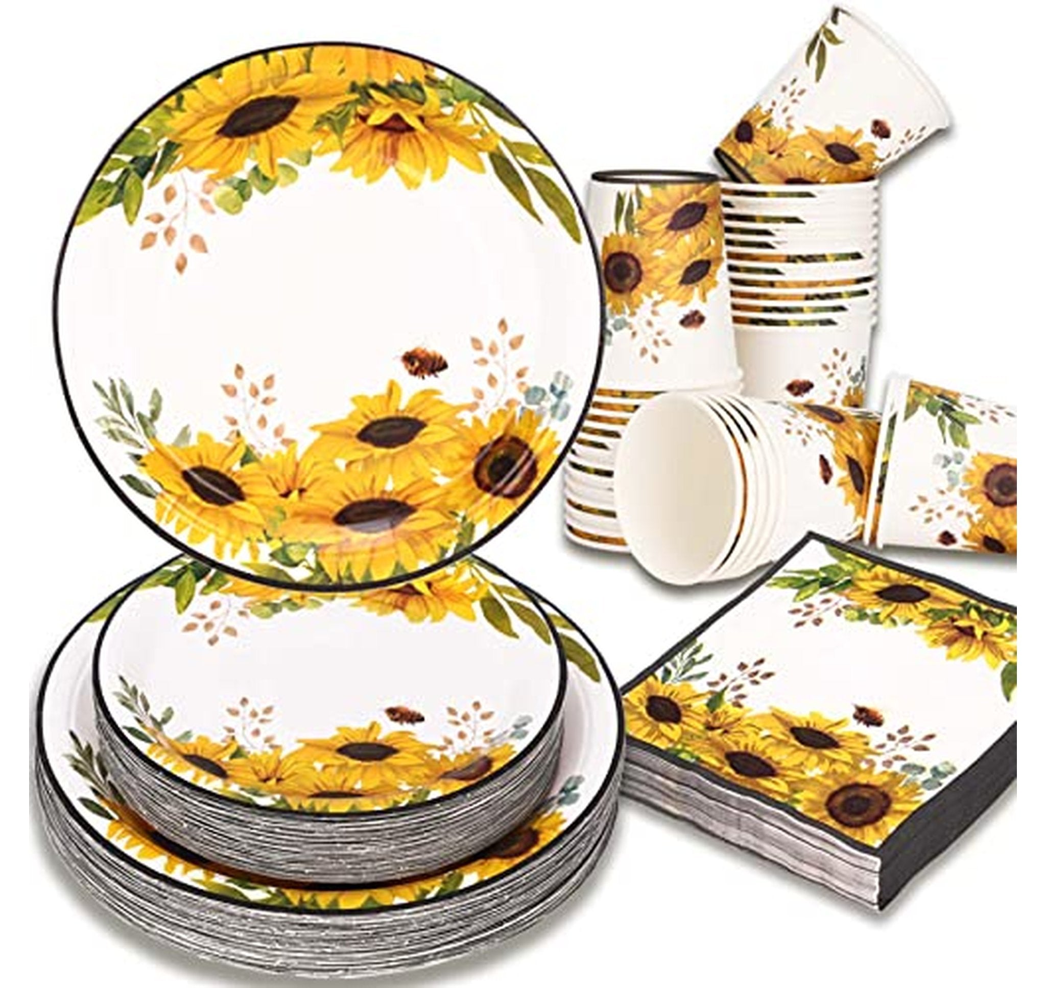 50 Count Sunflower Party Plates and Napkins Set