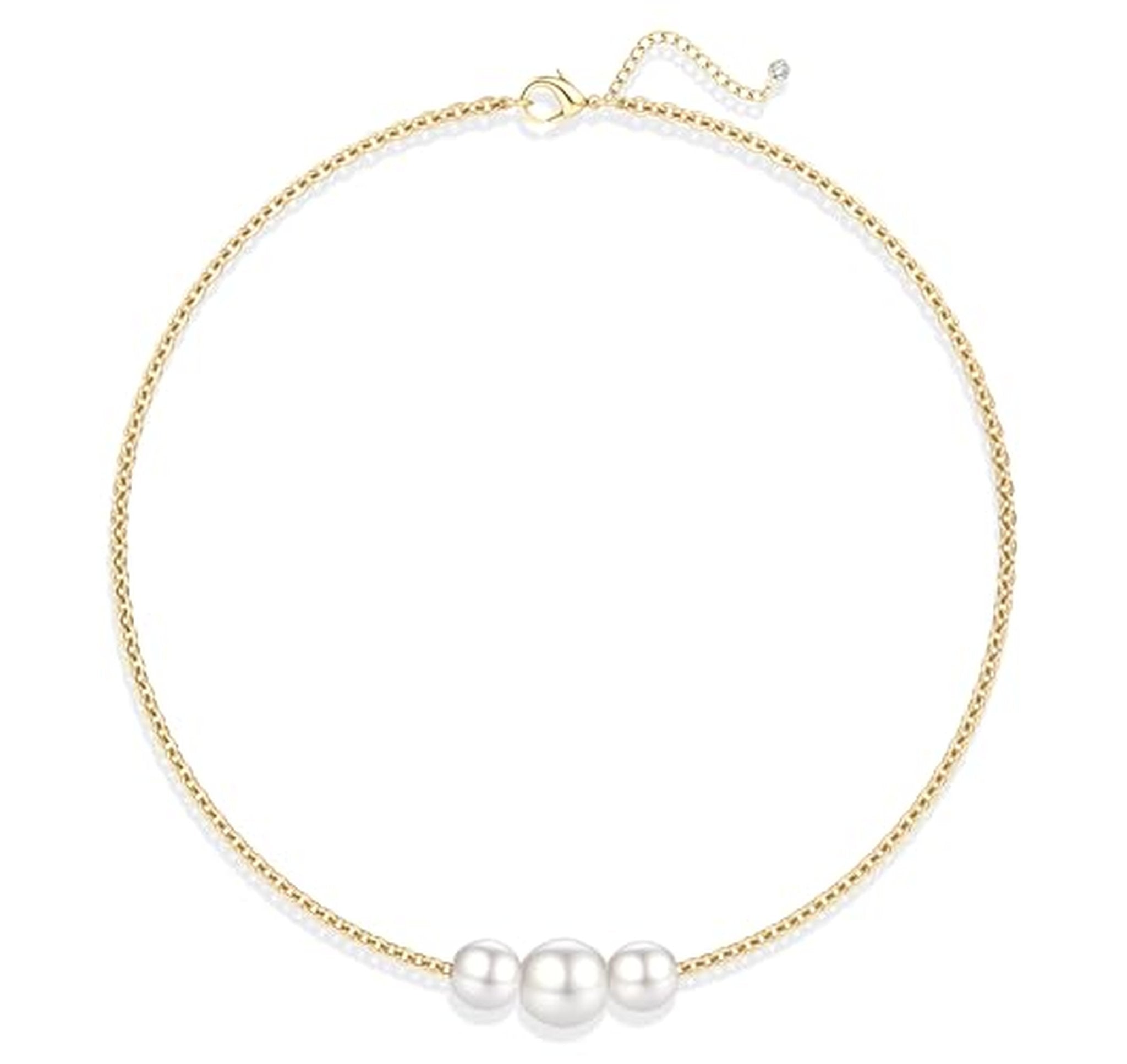 Dainty Imitation Pearl Choker Necklace with Extender