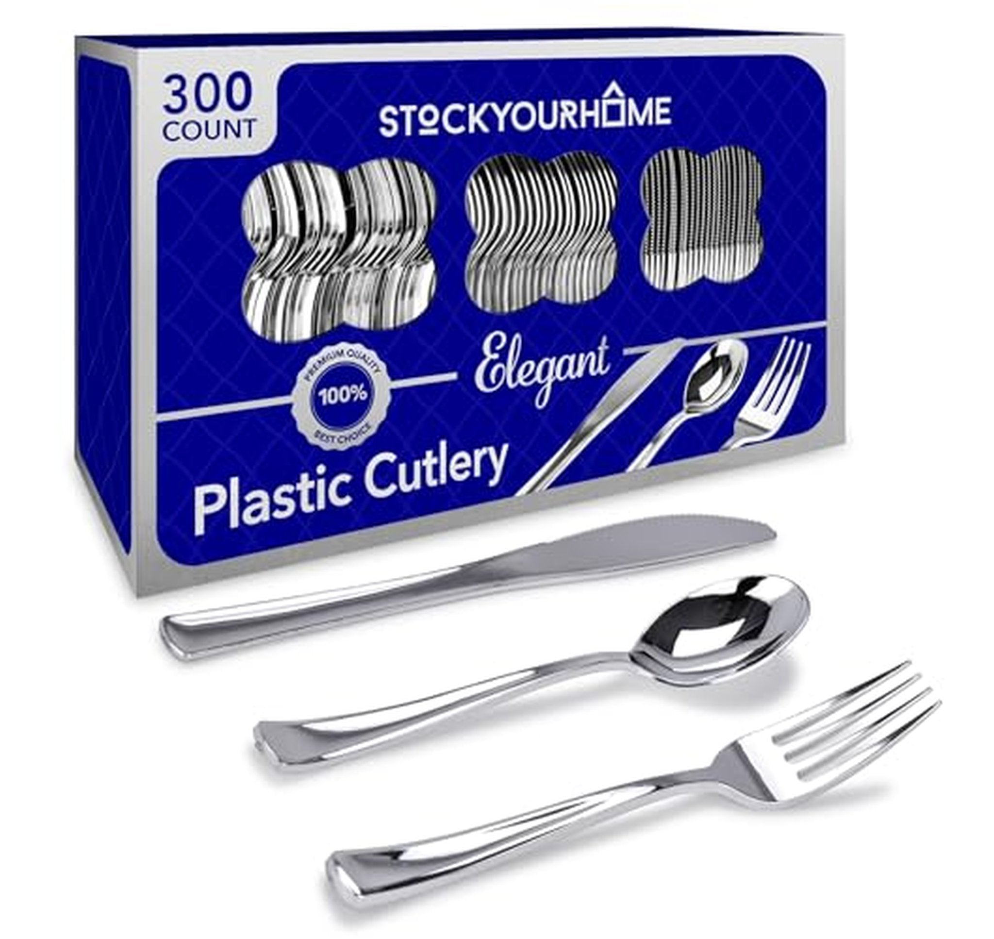 300 Count Heavy Duty Disposable Plastic Cutlery Set