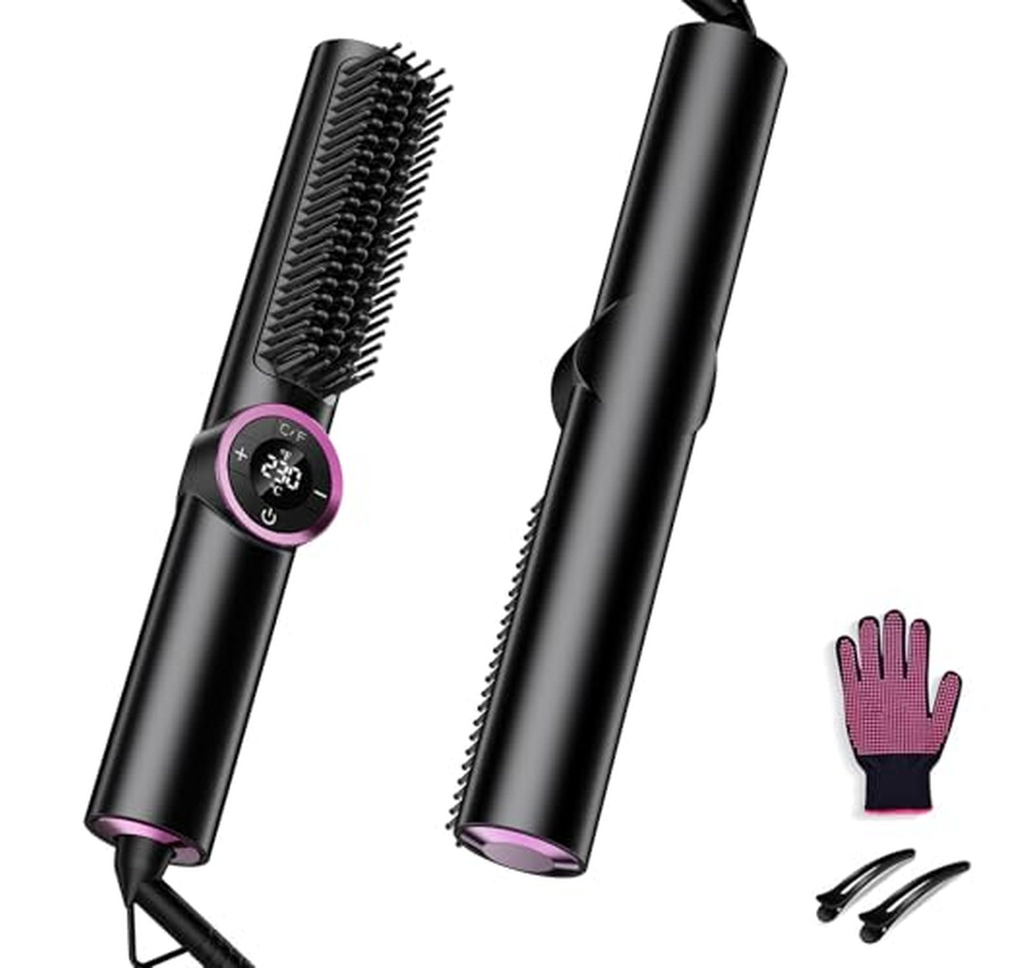 Ionic Fast-Heating Hair Straightener Brush with Display