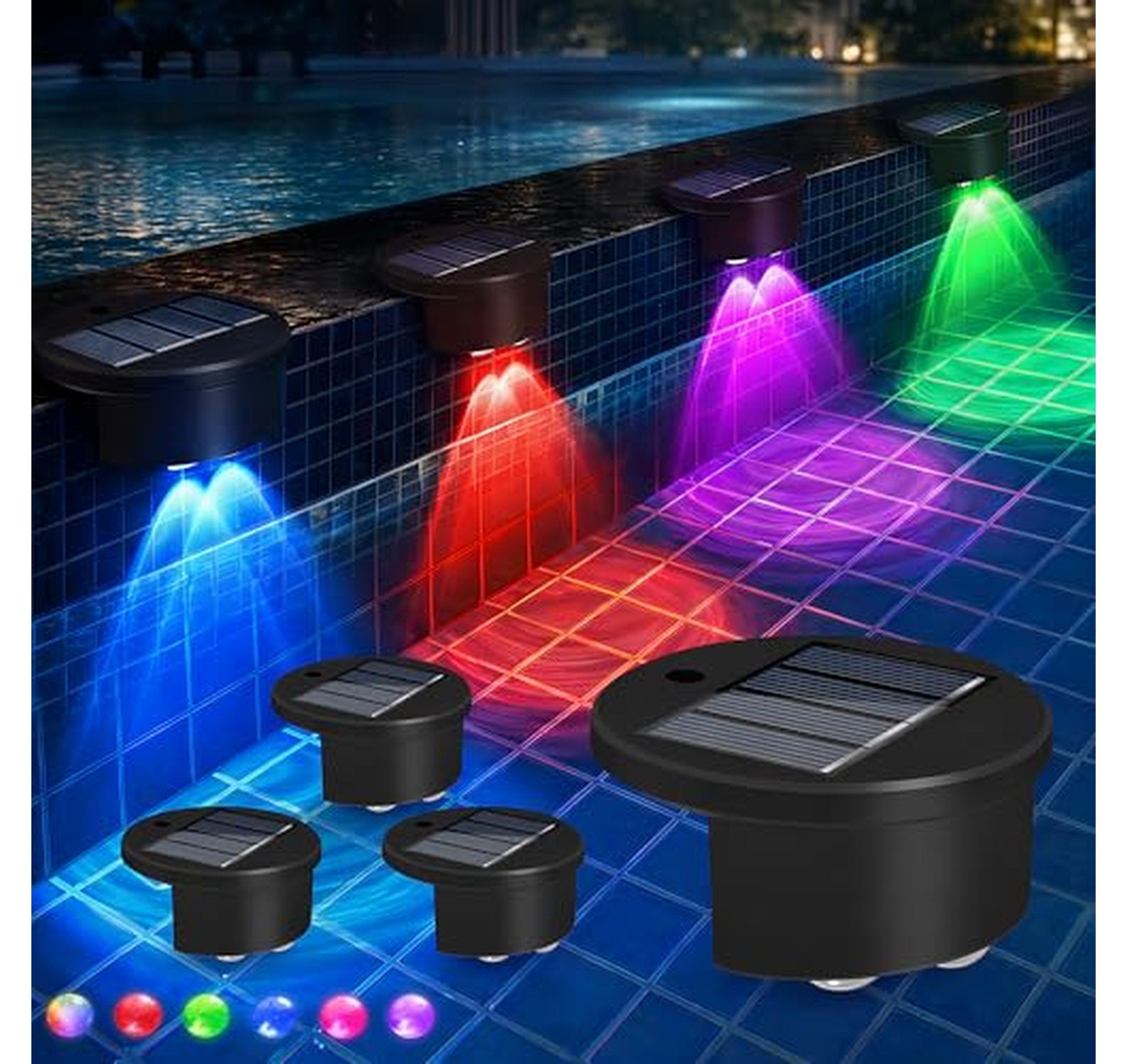 4 Pack Solar RGB Poolside LED Lights