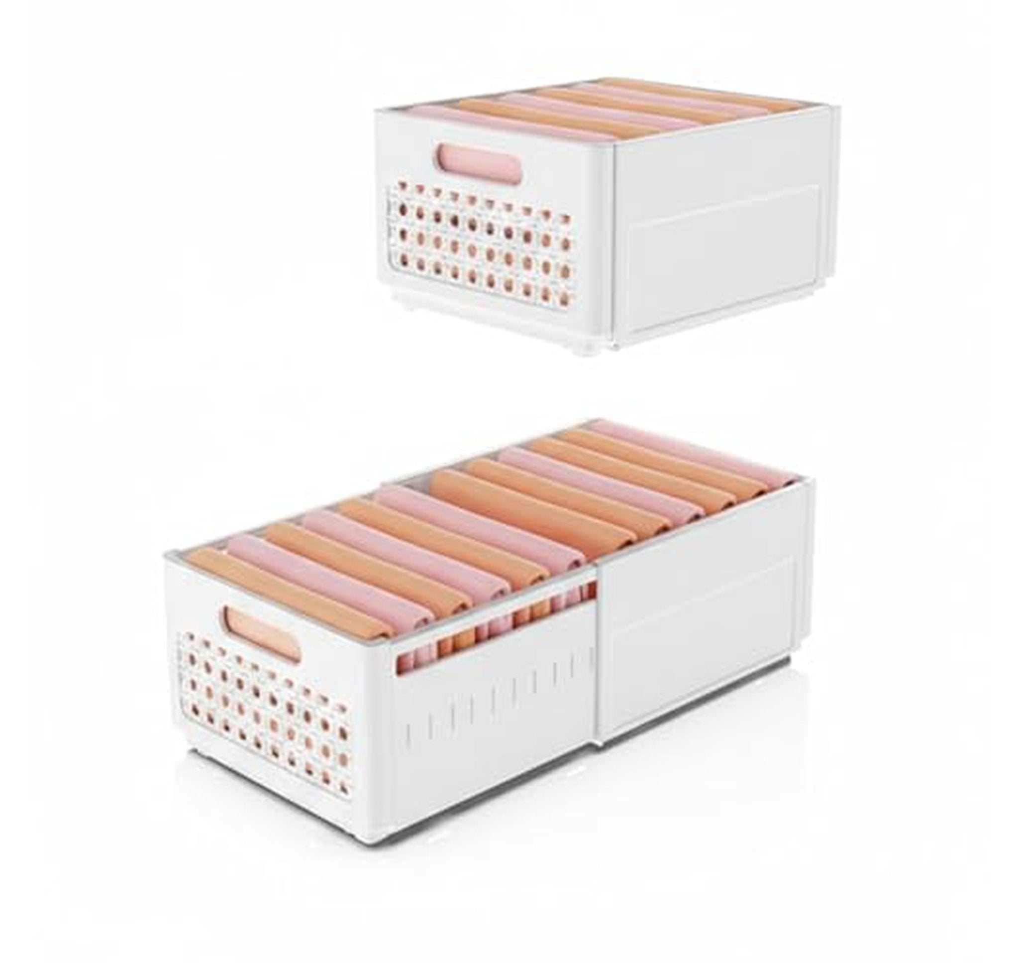 2 Pack Stackable Plastic Closet Storage Drawers