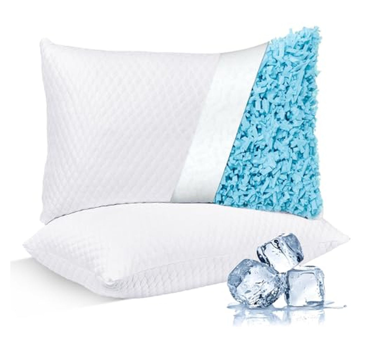 2 Pack Shredded Memory Foam Cooling Bed Pillows