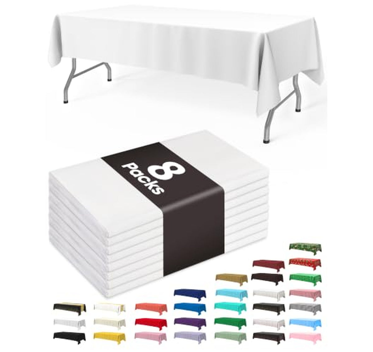 8 Pack Disposable Plastic Tablecloths 54x108 Inch