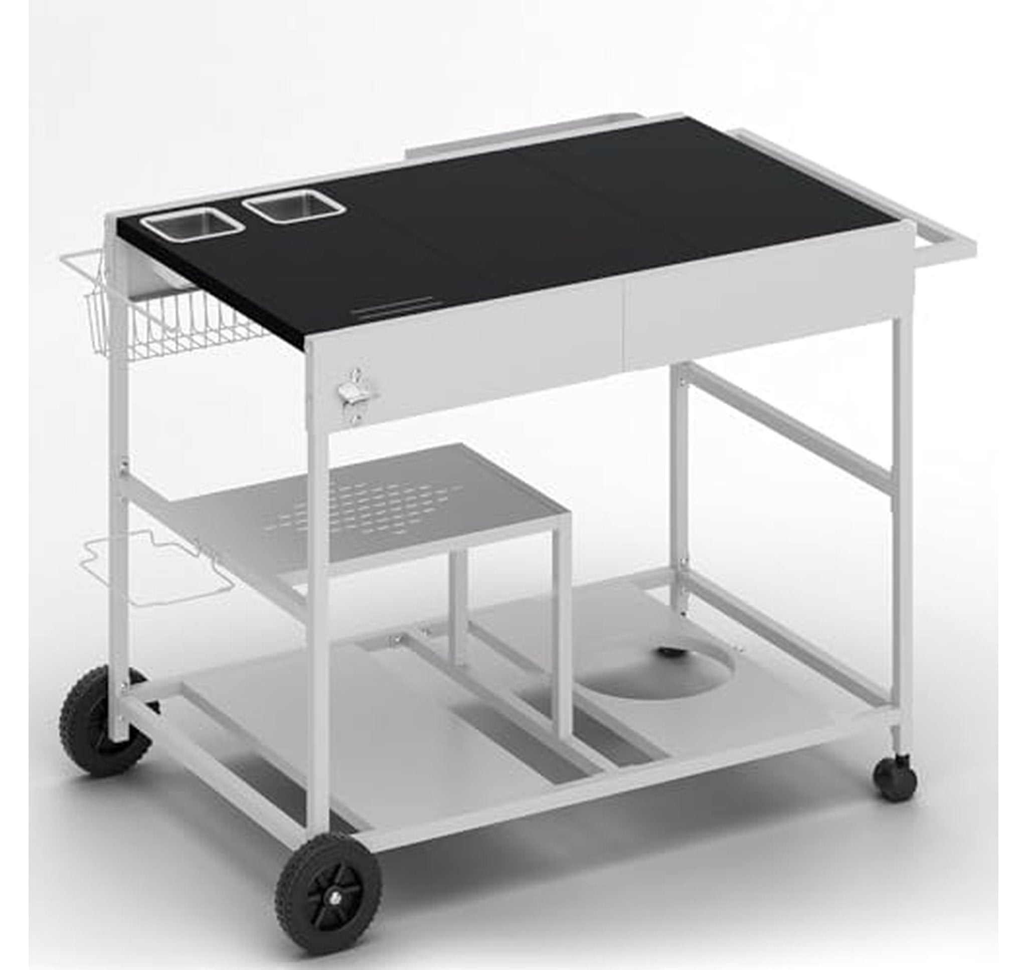 Outdoor Grill Table Cart with Topping Station and Wheels