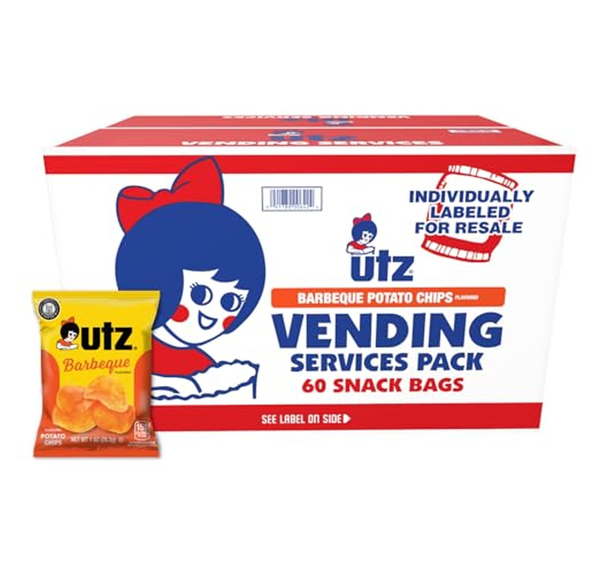 60 Count Utz Barbeque Potato Chips Snack Bags (OU)