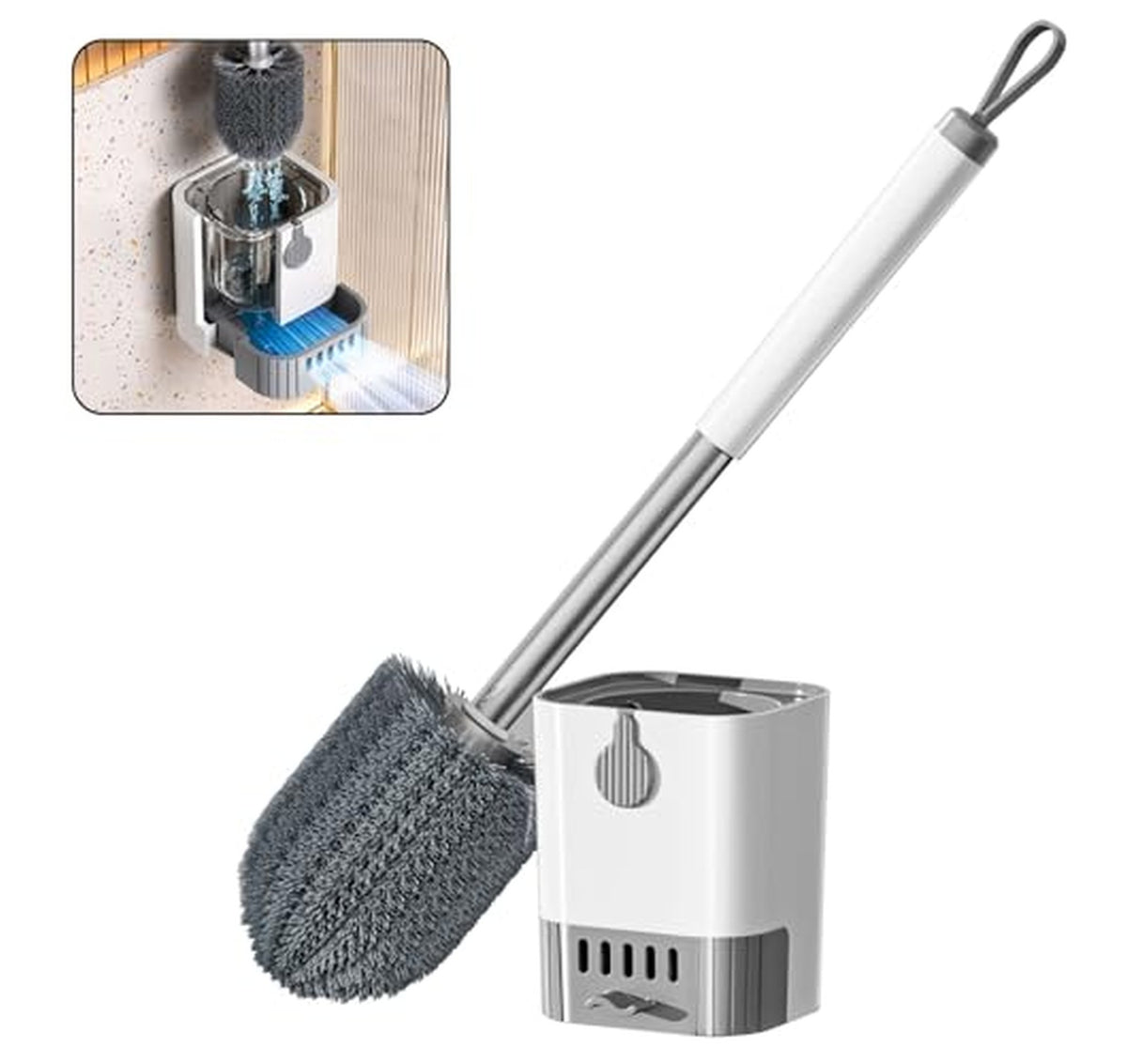 Self-Draining Ventilated Toilet Brush with Holder
