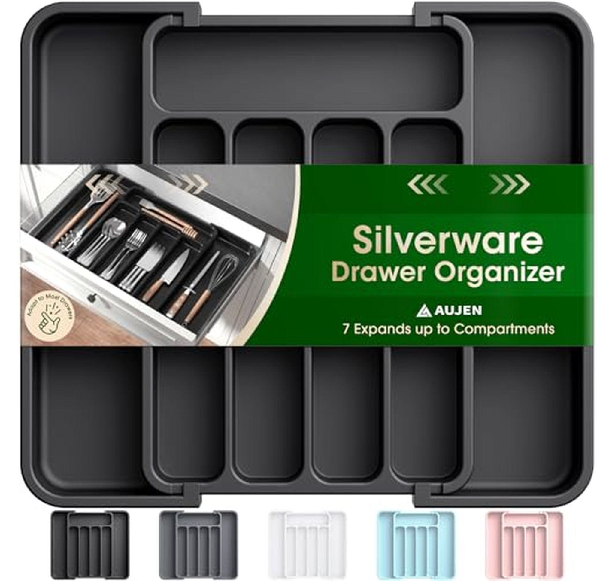 Expandable Kitchen Drawer Silverware and Utensil Organizer