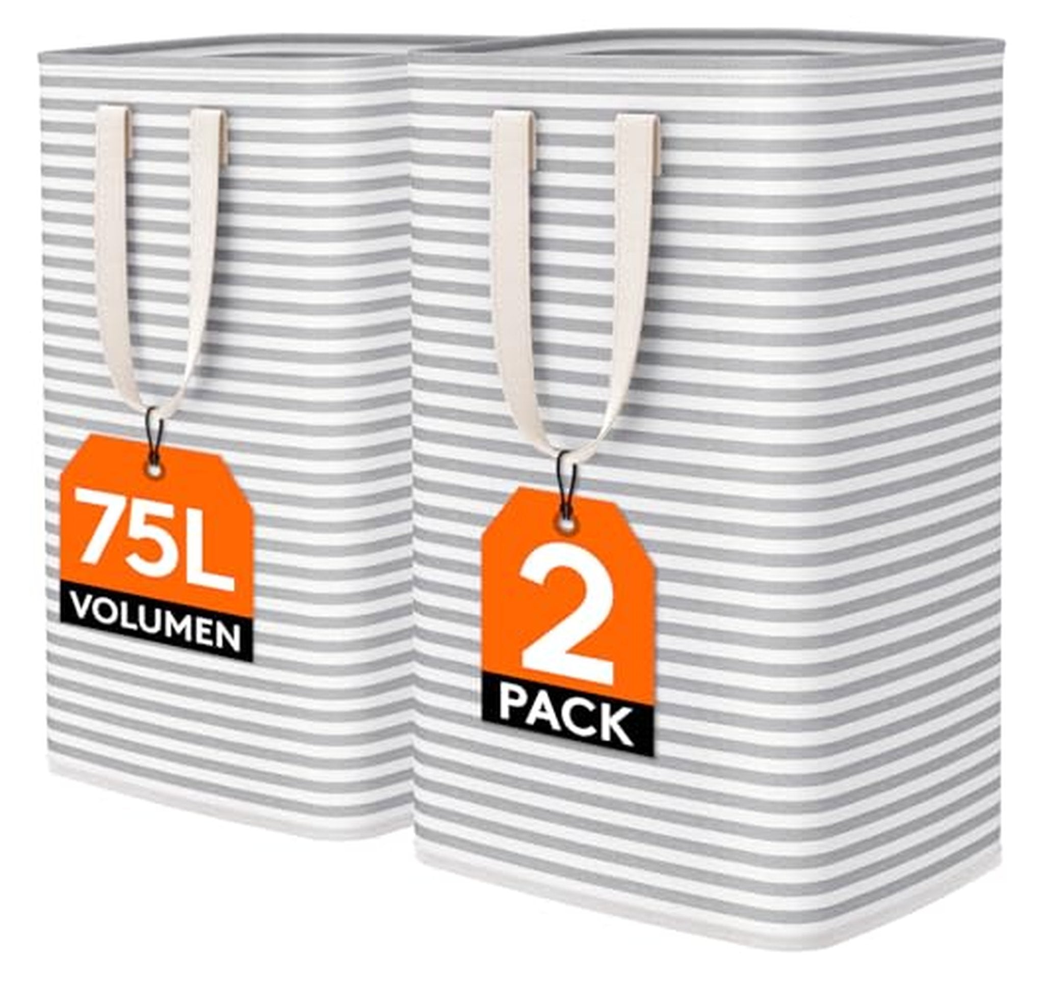 2 Pack 75L Tall Laundry Hampers Baskets