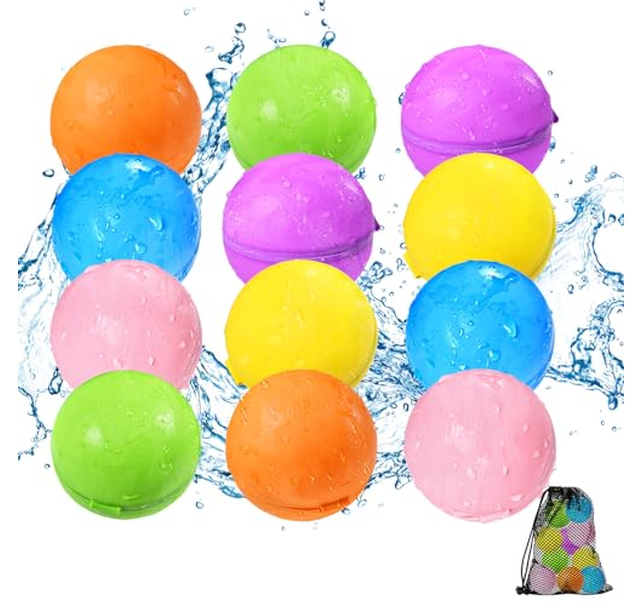 12 Pack Reusable Magnetic Self-Sealing Water Balloons