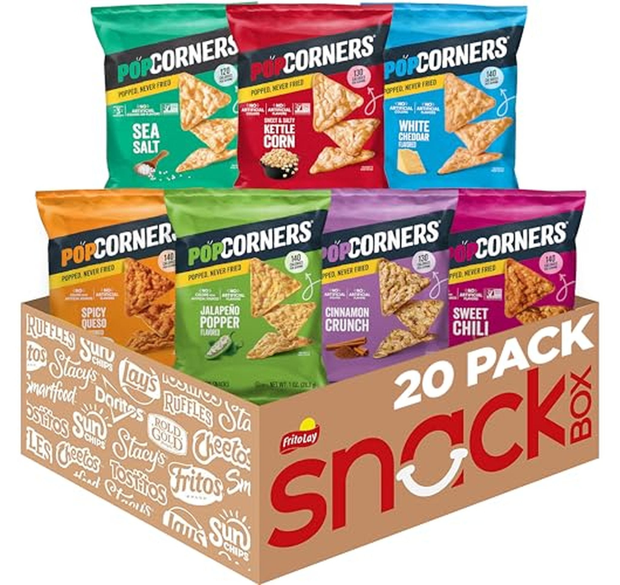 20 Pack Popcorners Popped Corn Chips Variety Snack Bags