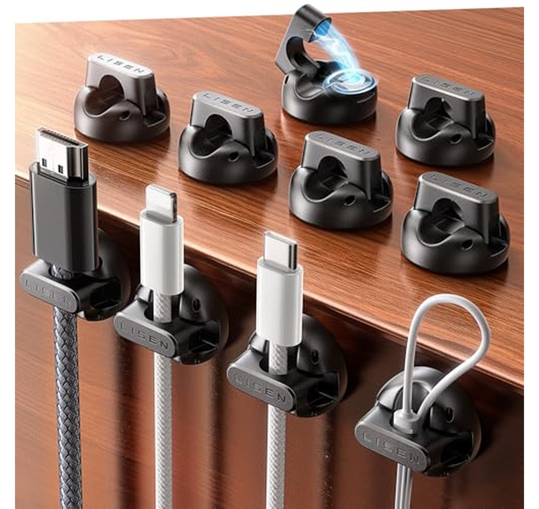 10 Pack Magnetic Cable Clips Cord Management Holders