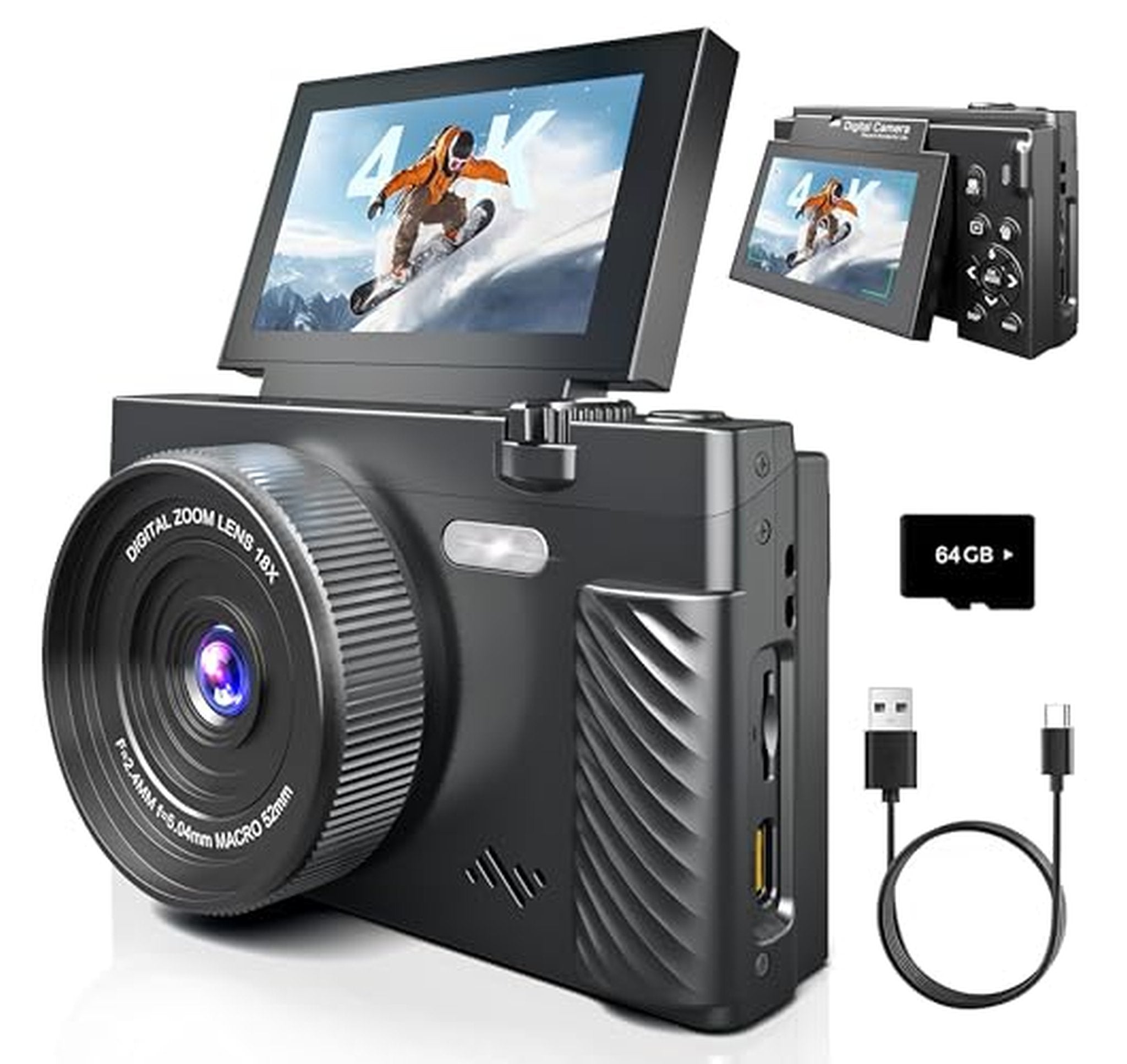 4K WiFi Autofocus Digital Vlogging Camera with Zoom