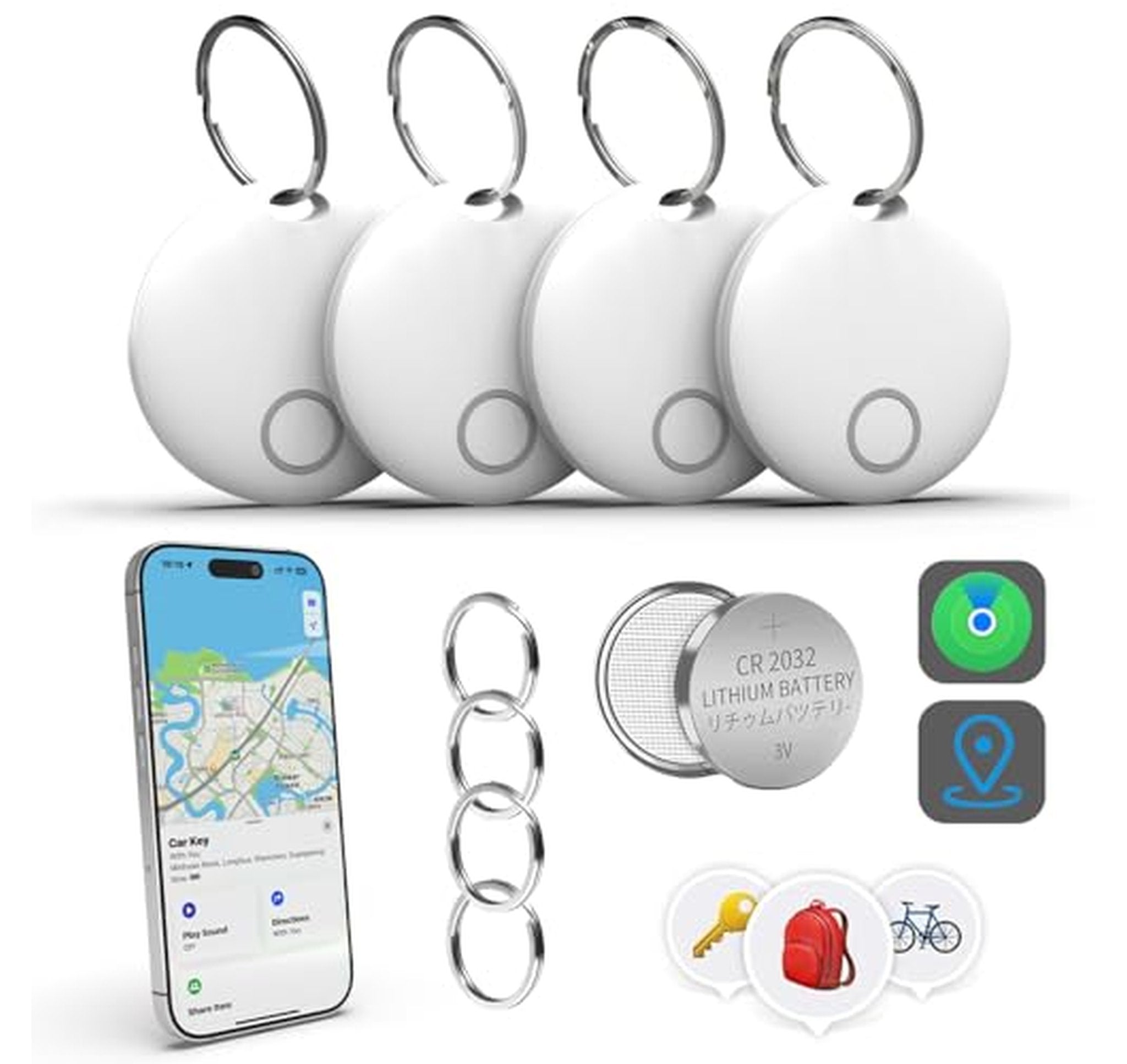 4 Pack Bluetooth Item Tracker Tags for Apple