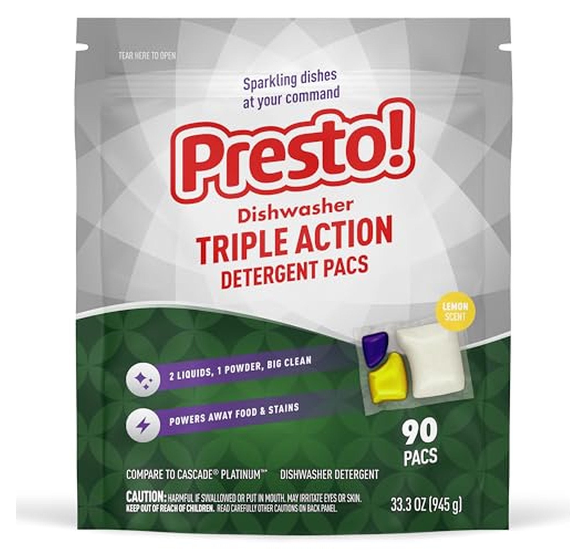 90 Count Presto! Triple Action Dishwasher Pacs